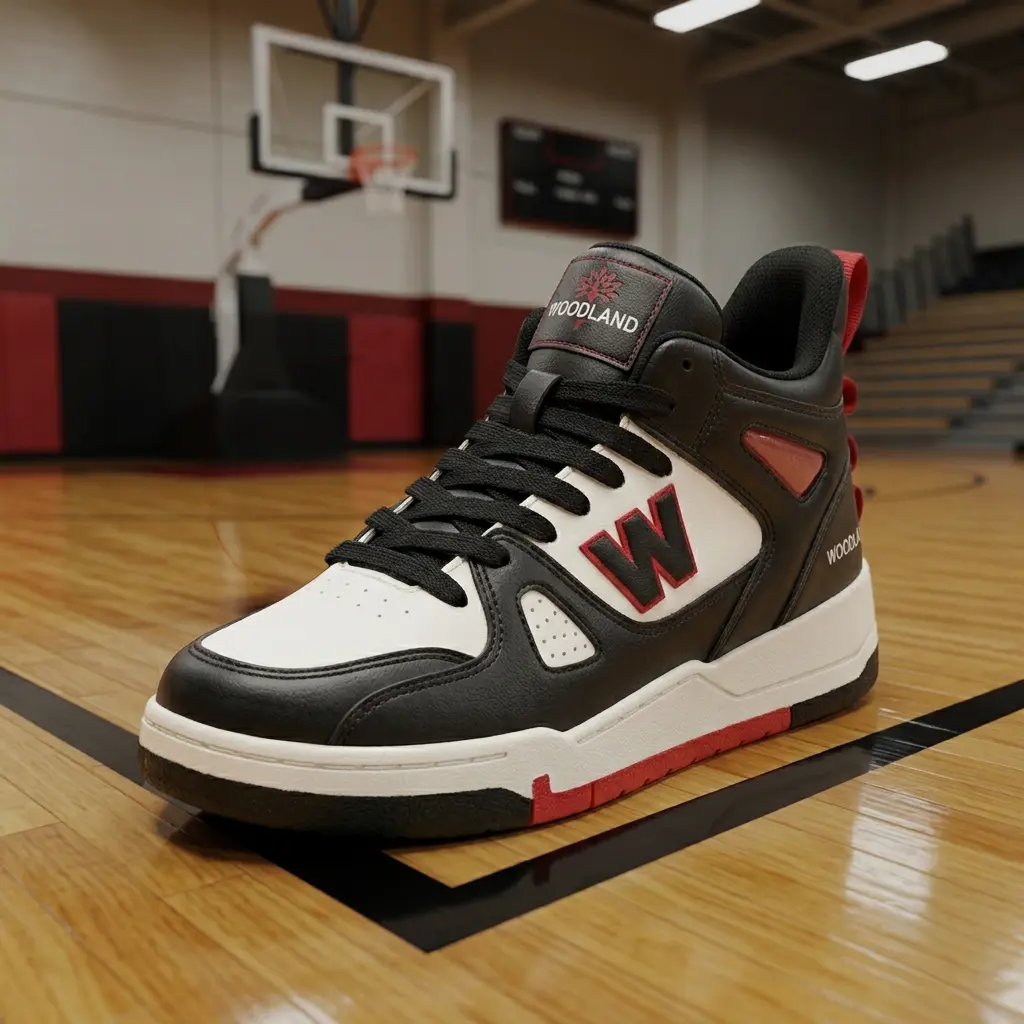 Men High-top Black and Red Woodland Sneakers , view 1