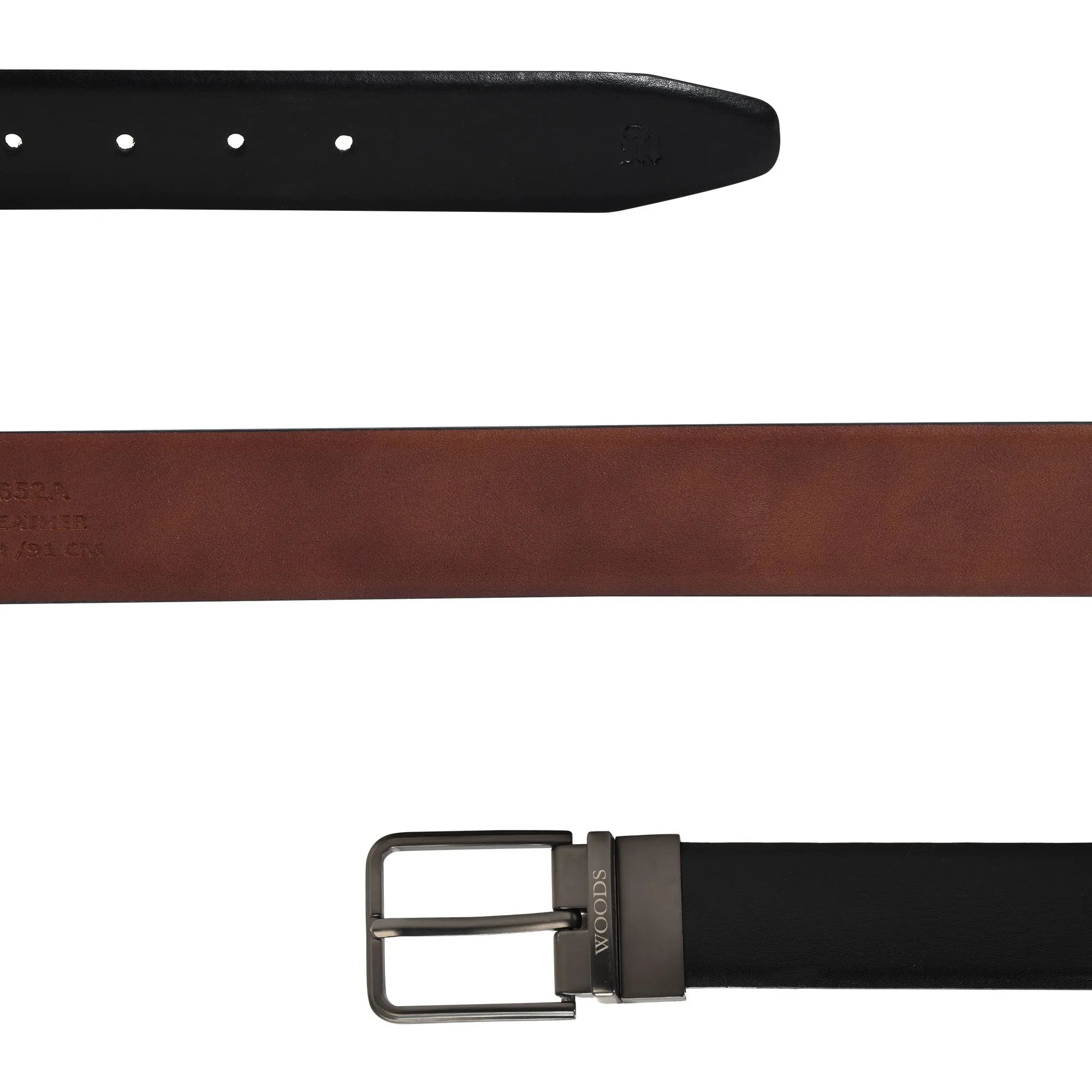 Black/Tan Leather Belt - Thumbnail 2