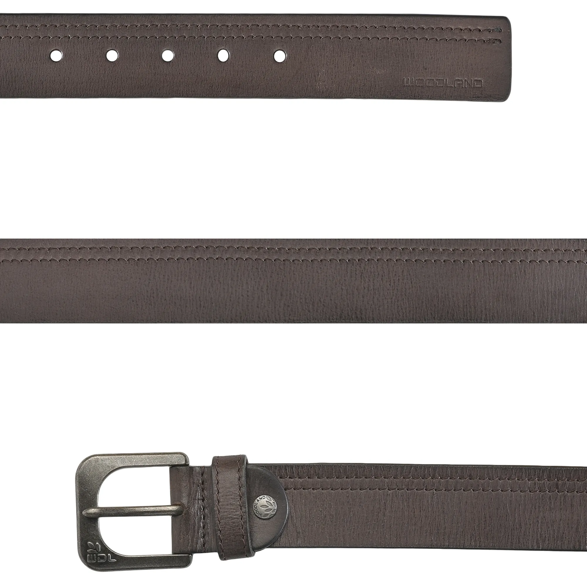 Woodland Men’s Brown Leather Belt - Thumbnail 3