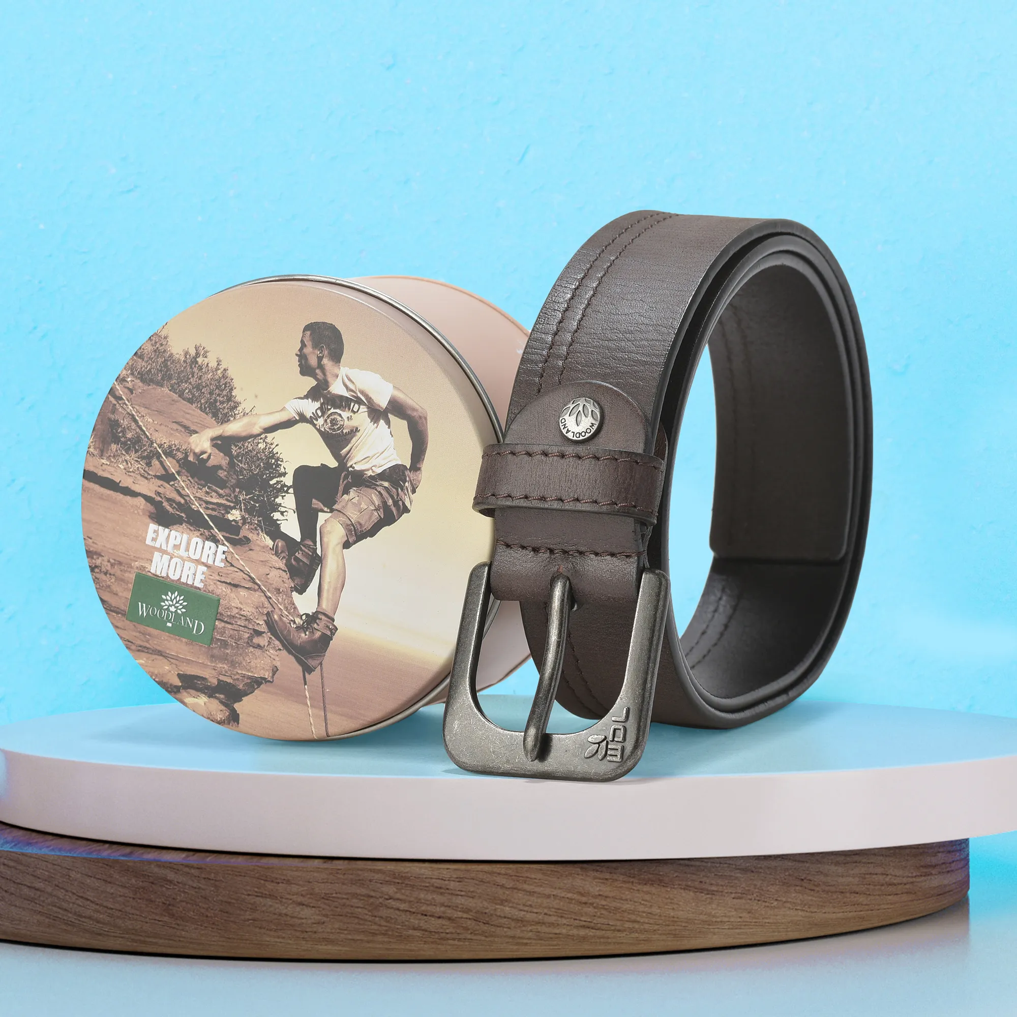 Woodland Men’s Brown Leather Belt - Thumbnail 5