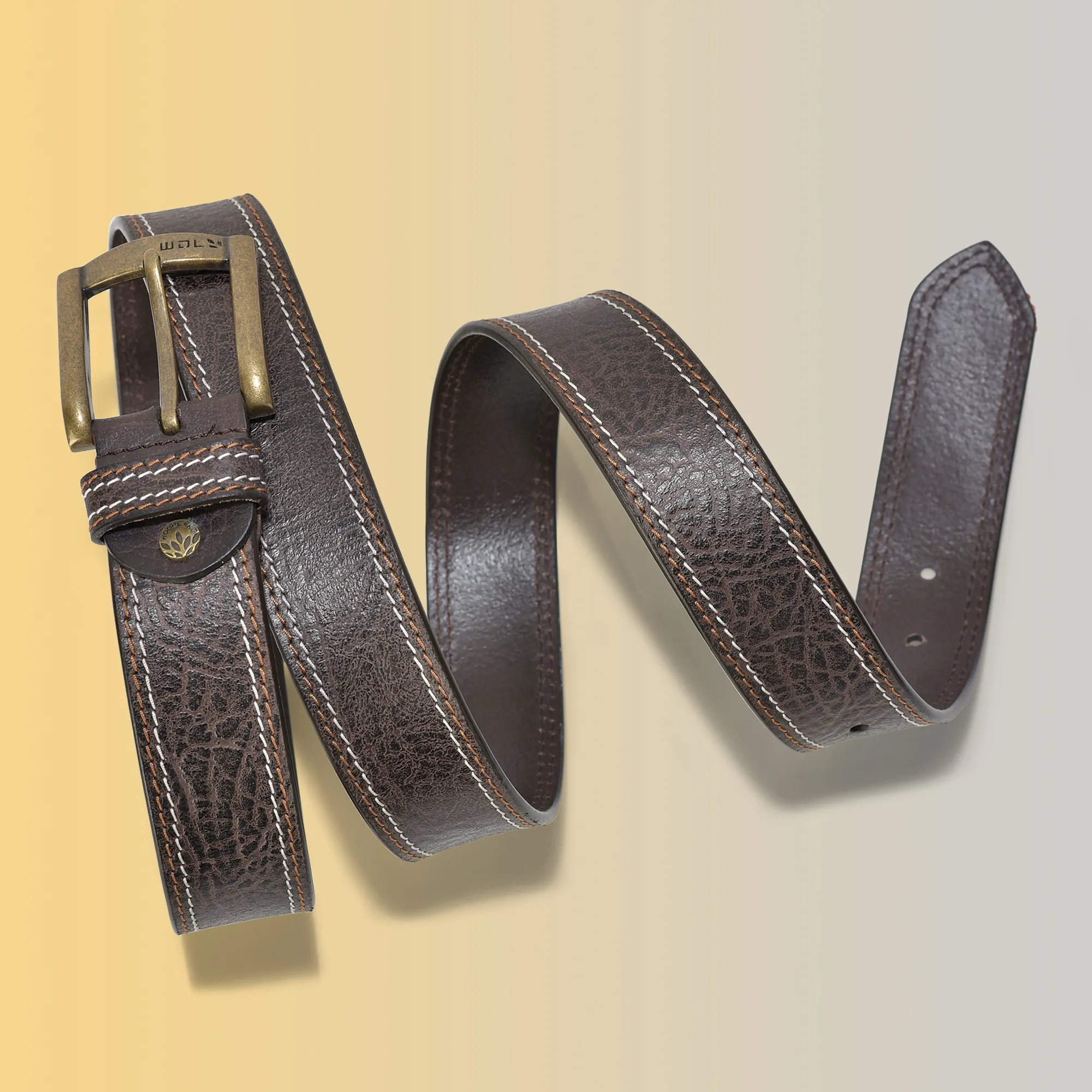 Woodland Brown Belt for Men - Thumbnail 4