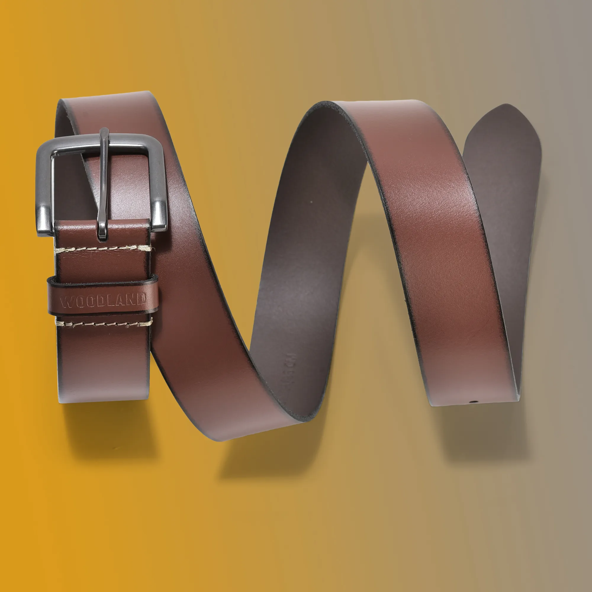 Woodland Men Tan Leather Belt - Thumbnail 5