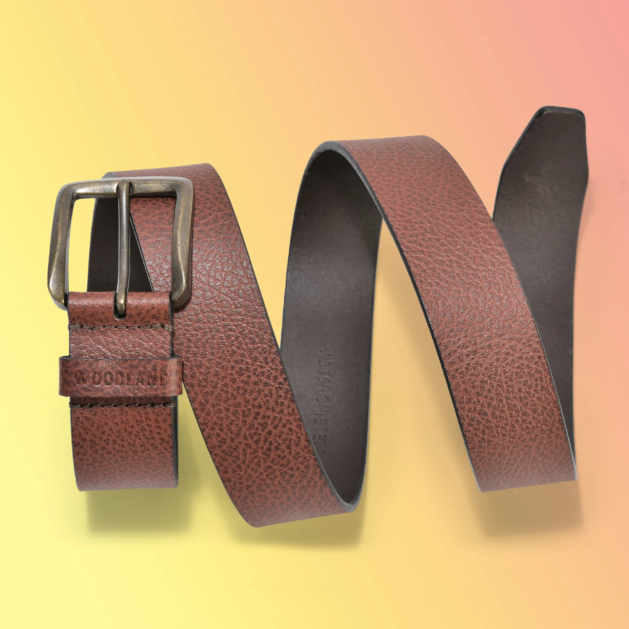 Woodland Tan Leather Belt for Men - Thumbnail 4