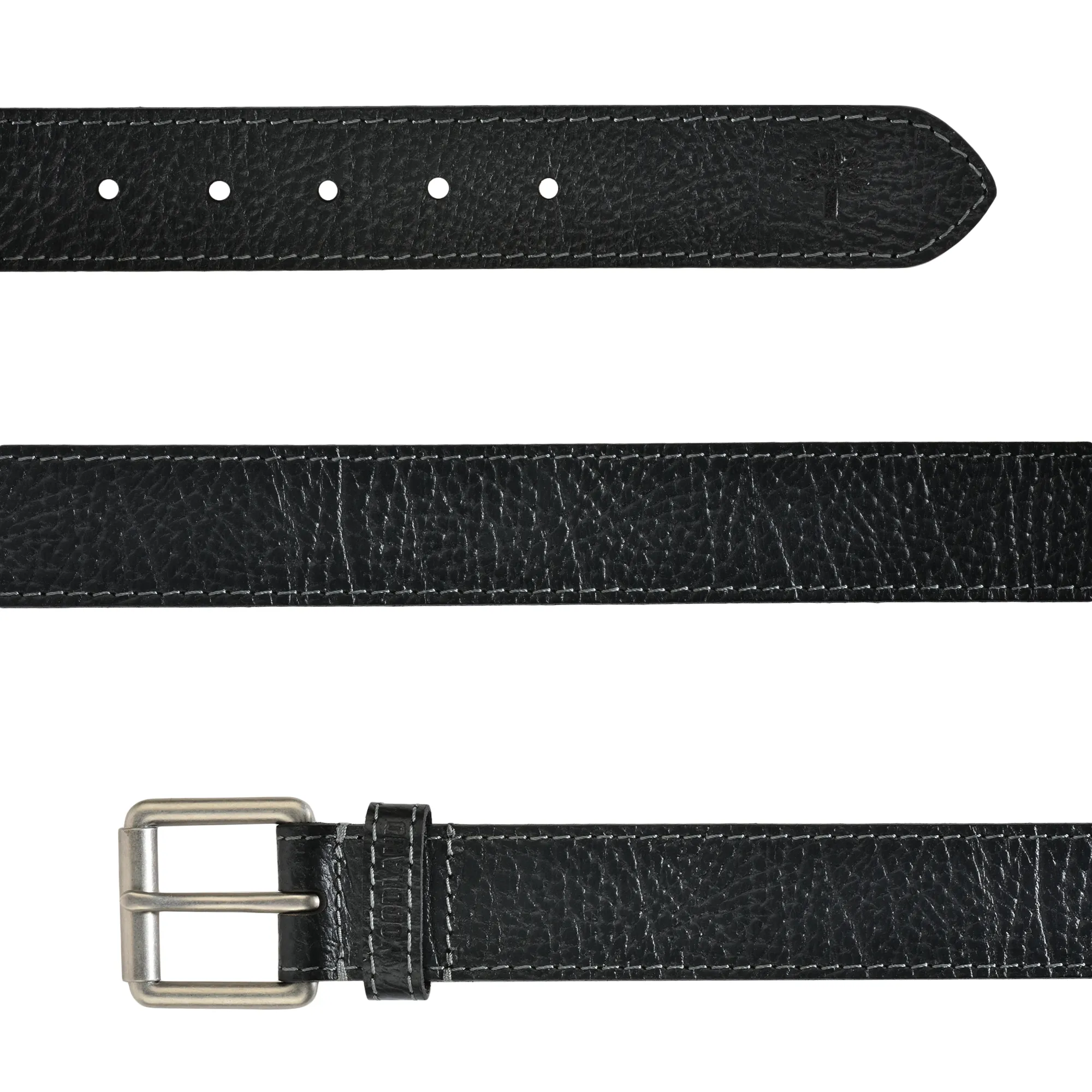 Woodland Men Black Leather Belt - Thumbnail 3