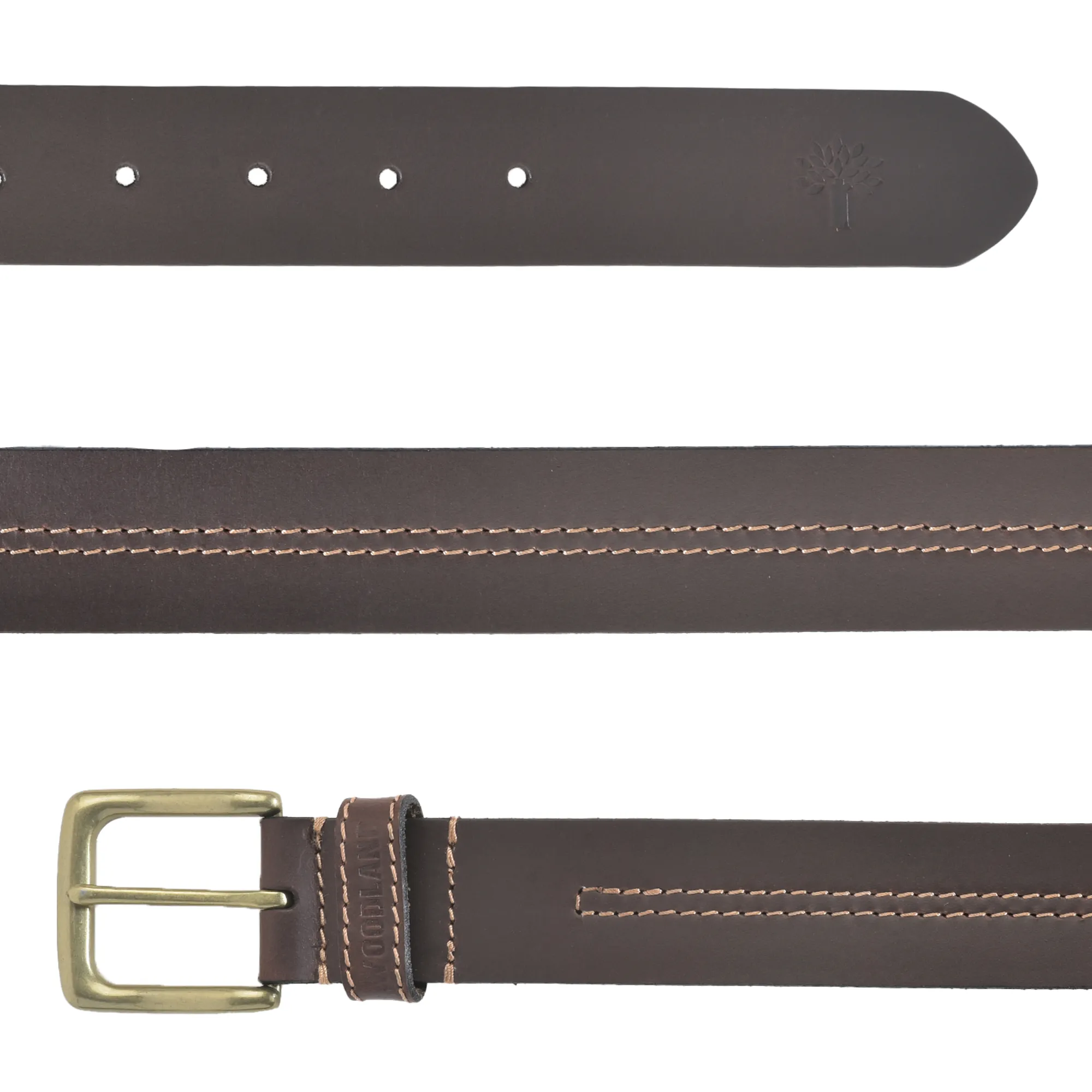 Retro Style Tan Leather Belt For Men - Thumbnail 3