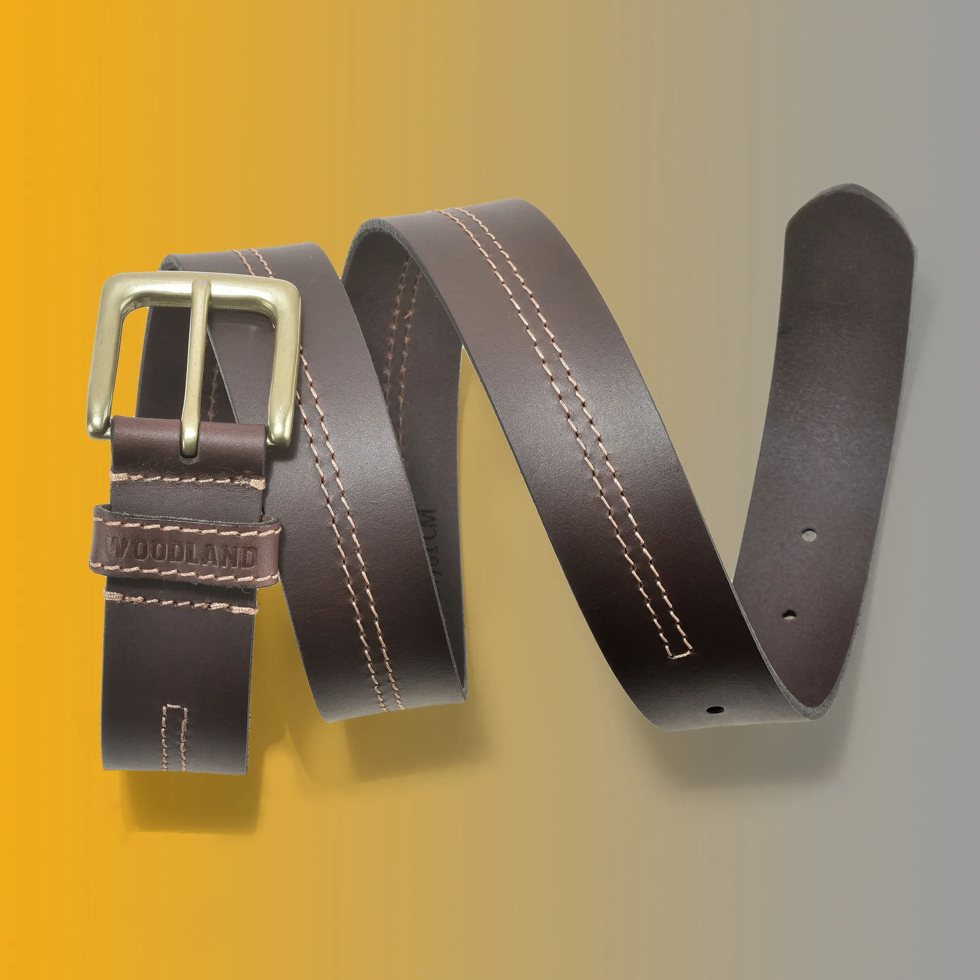 Retro Style Tan Leather Belt For Men - Thumbnail 4