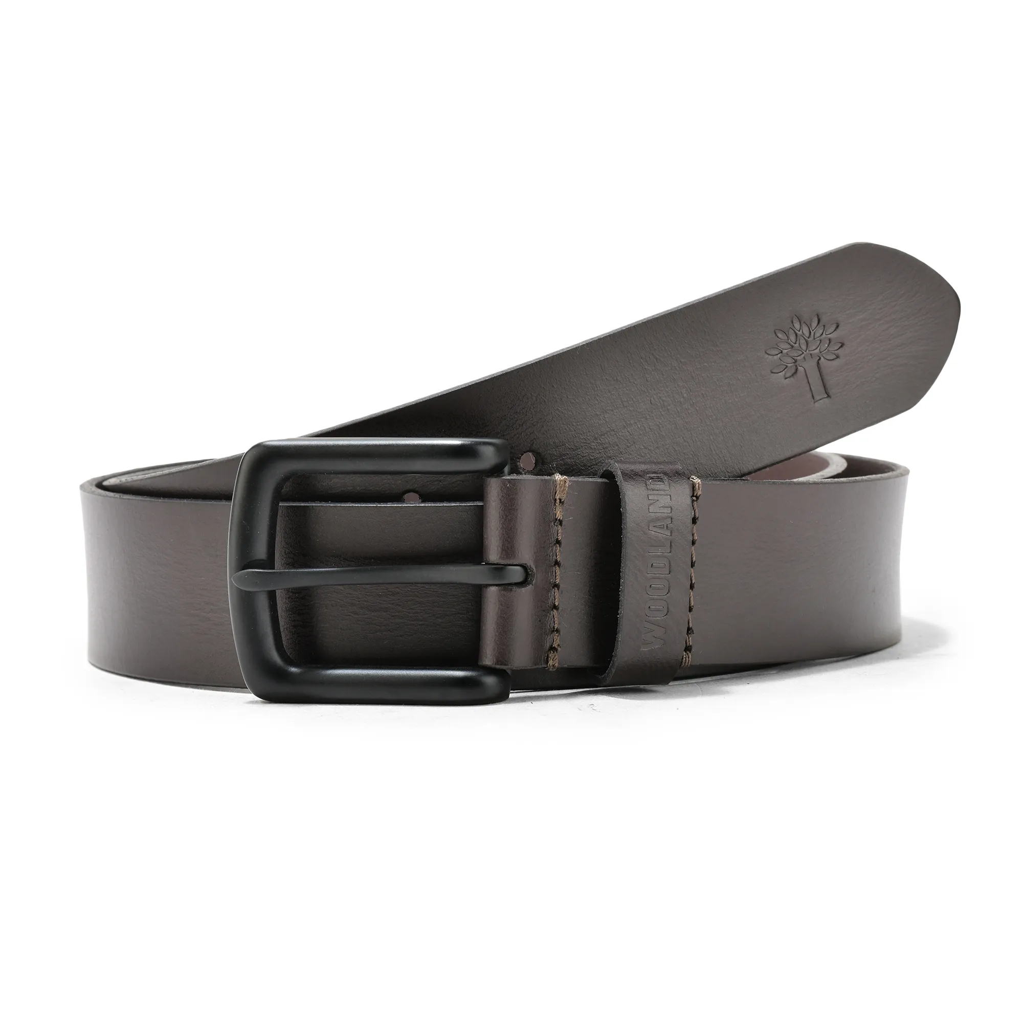 Woodland Dbrown Leather Belt for Men - Image 1