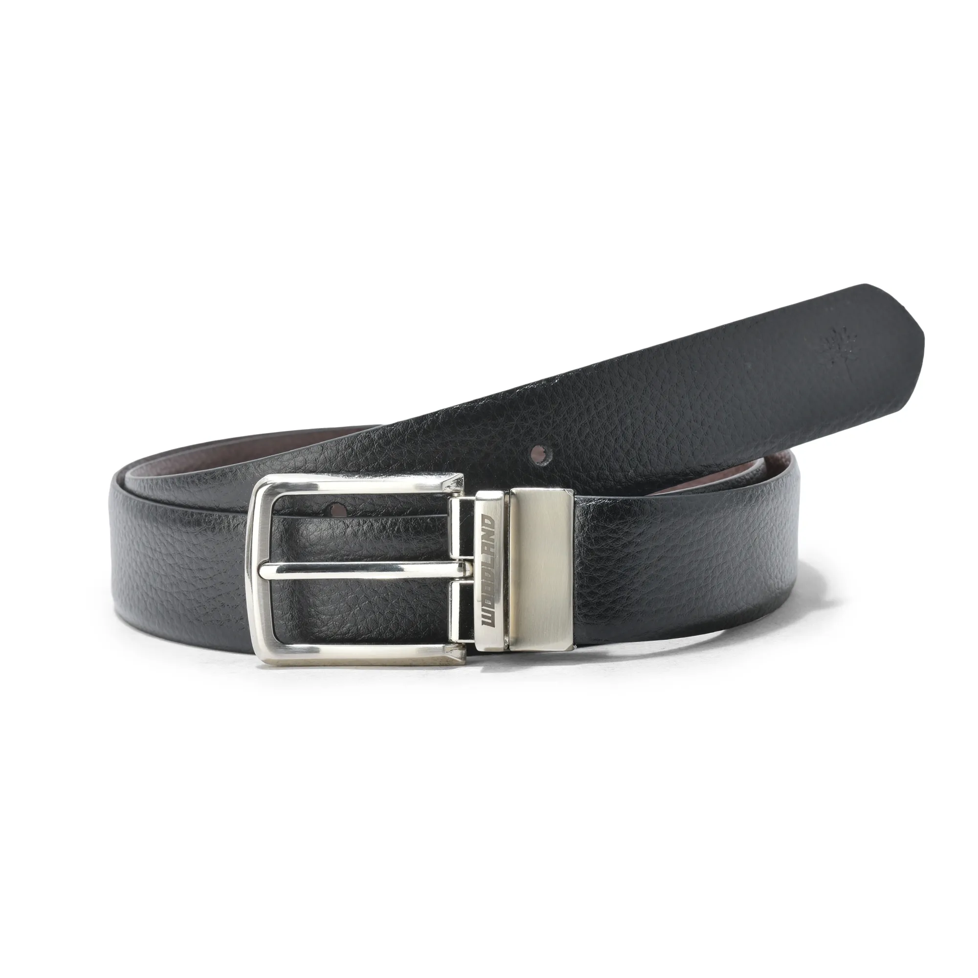 Black/Brown Leather Belt For Men - Thumbnail 2