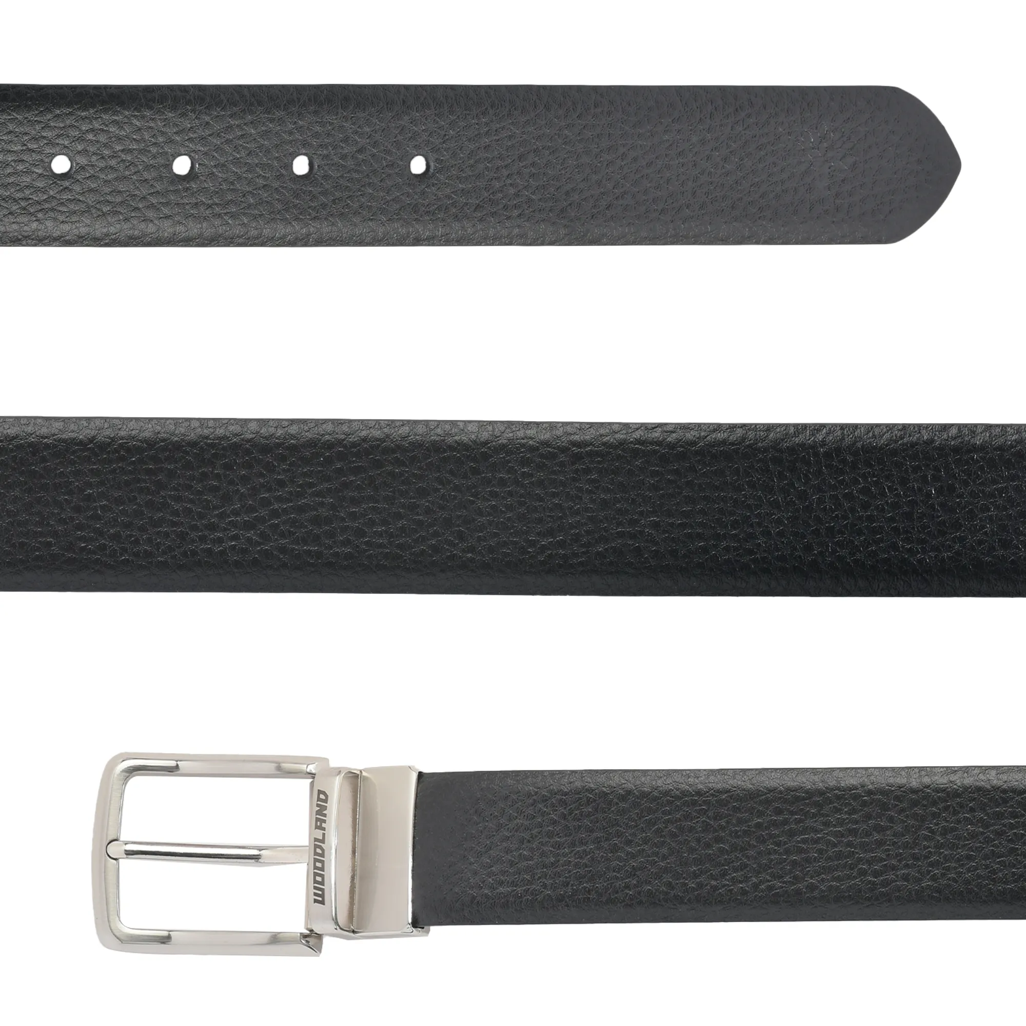 Black/Brown Leather Belt For Men - Thumbnail 4