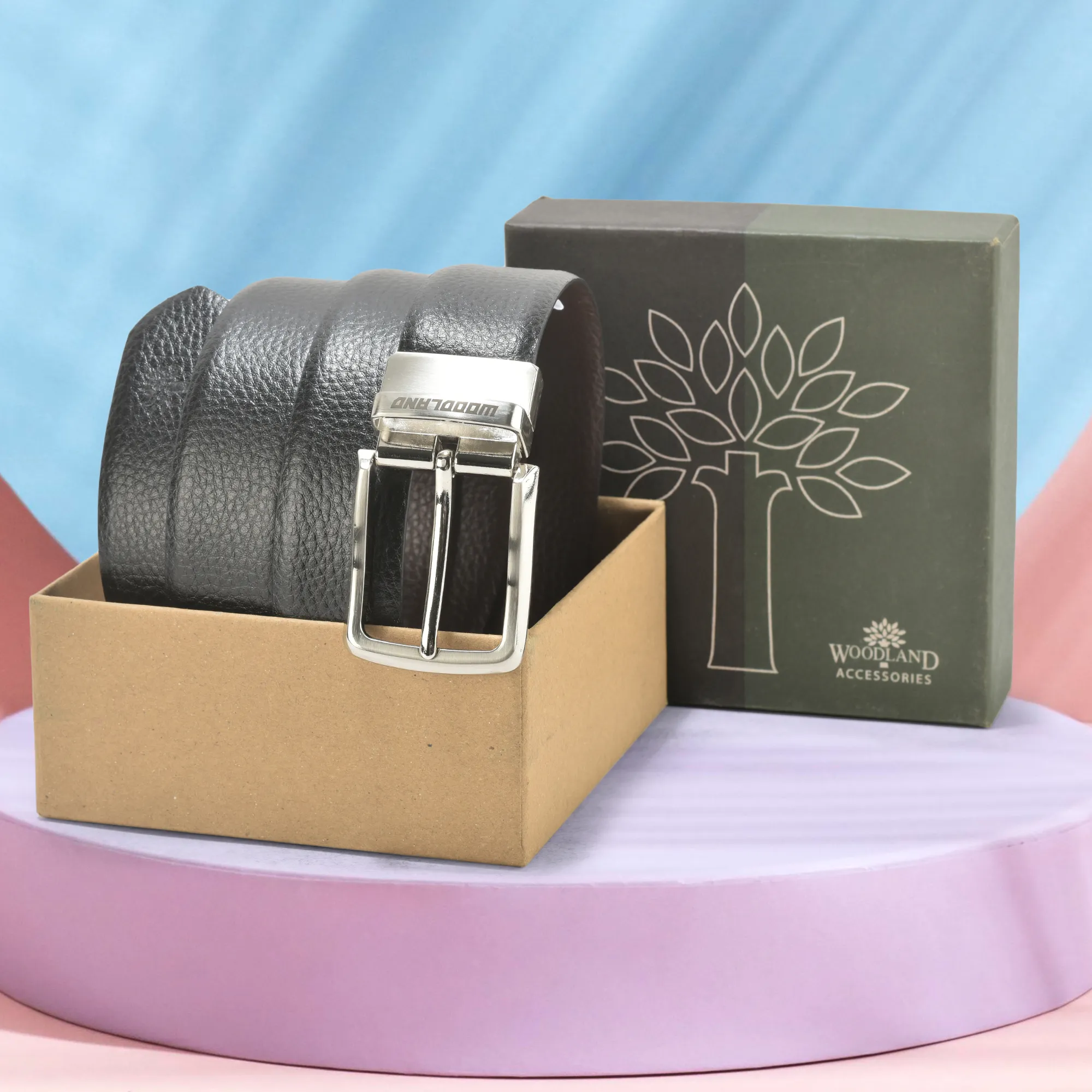 Black/Brown Leather Belt For Men - Thumbnail 6