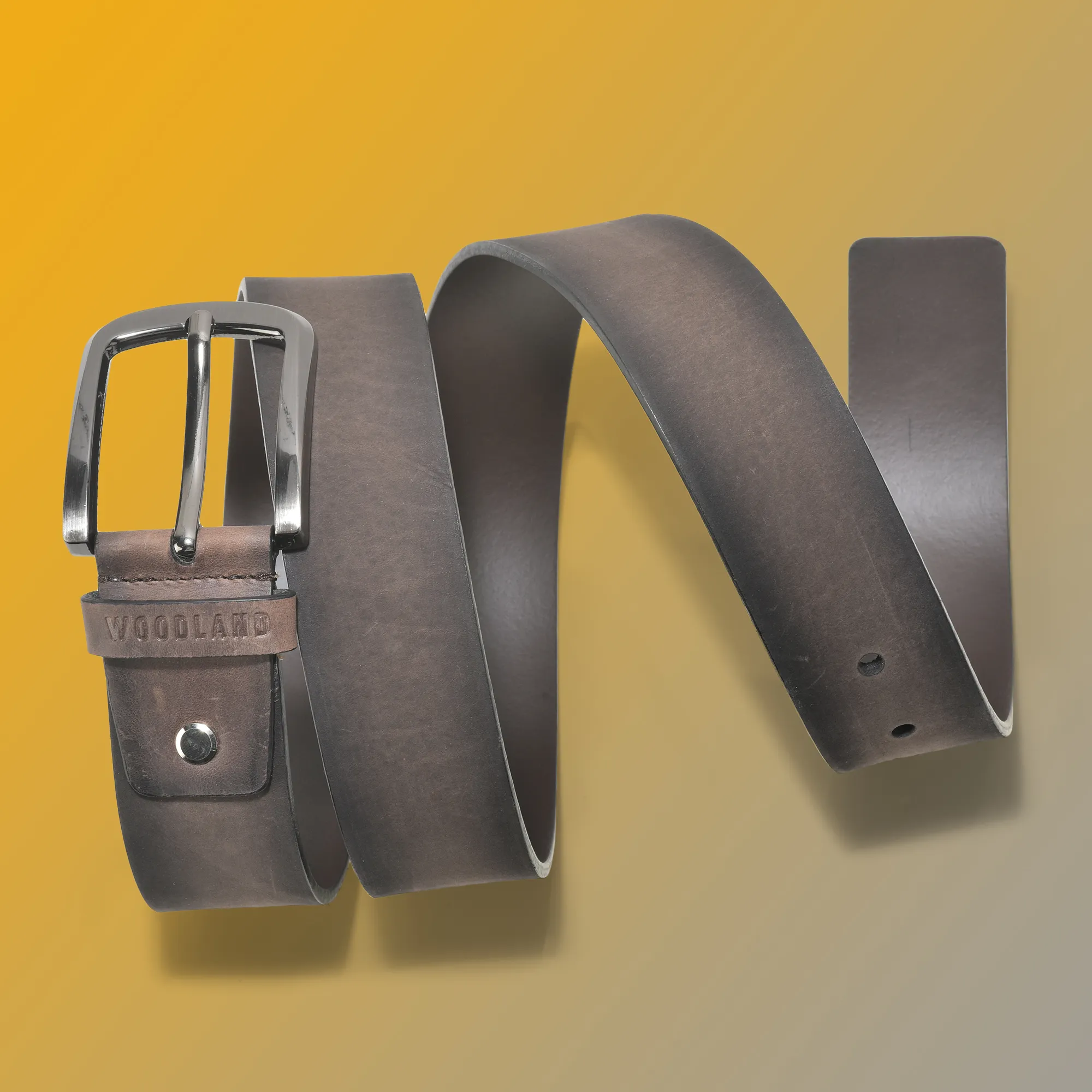 Vintage Finish Brown Leather Belt - Thumbnail 4