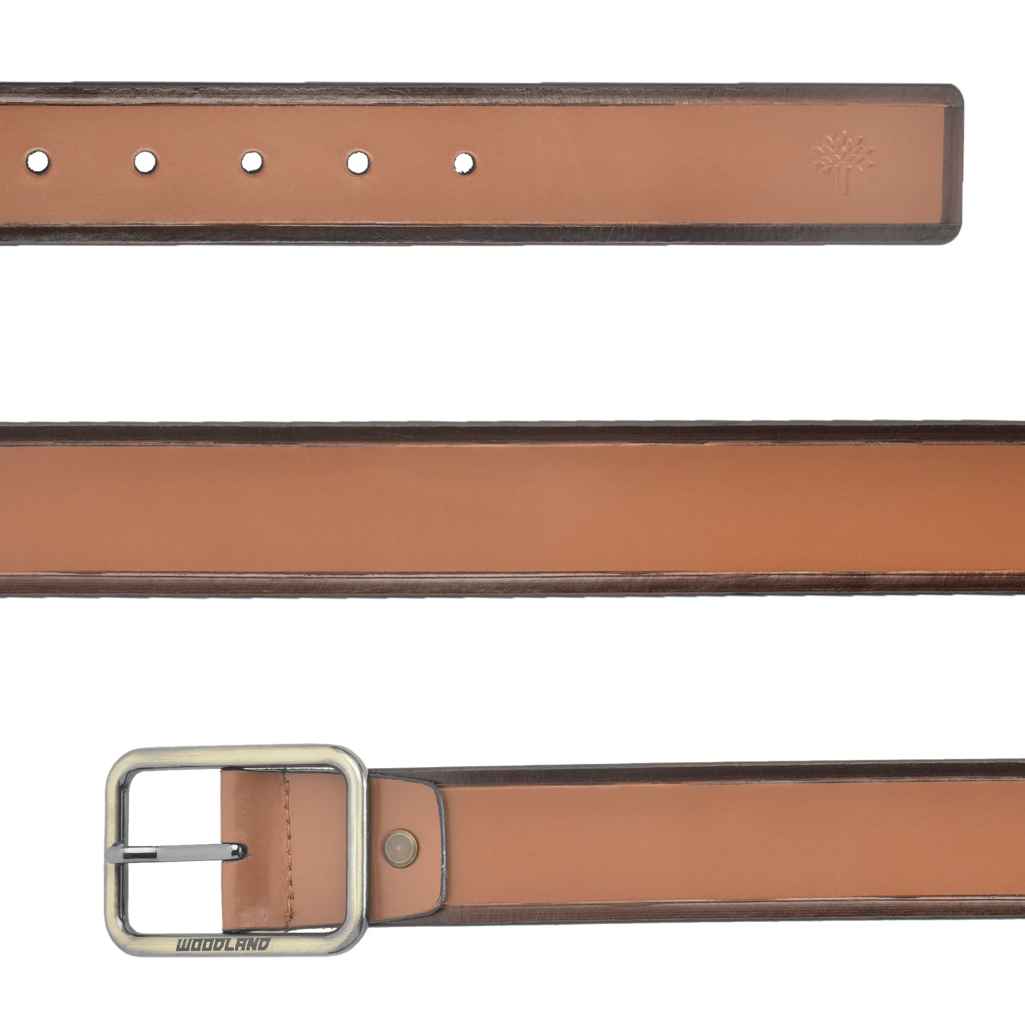Dual Tone Tan Leather Belt For Men - Thumbnail 3