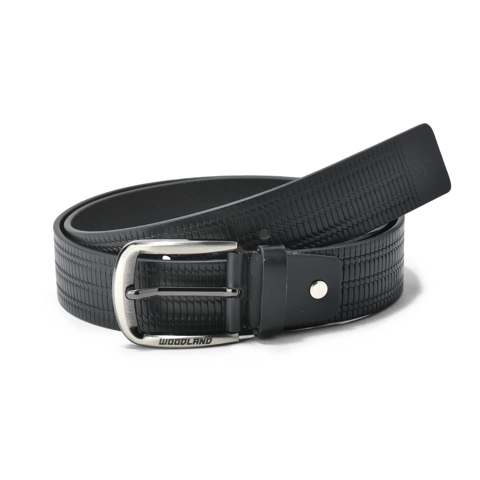 Black Textured Leather Belt For Men - Image 1