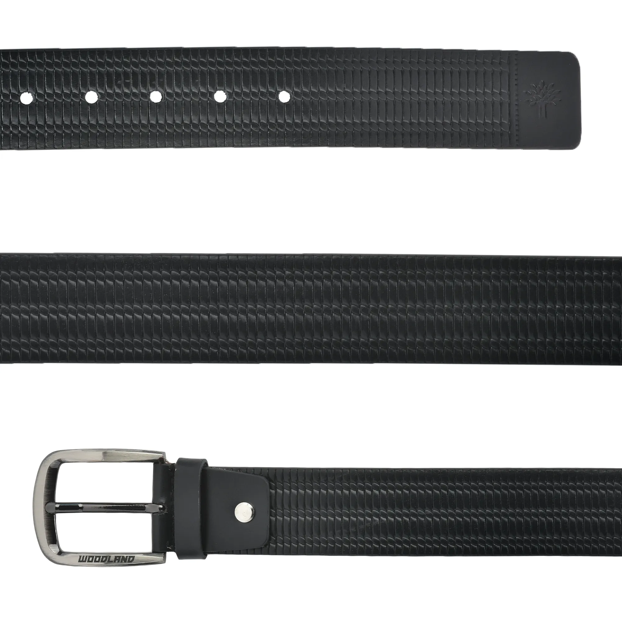 Black Textured Leather Belt For Men - Thumbnail 3