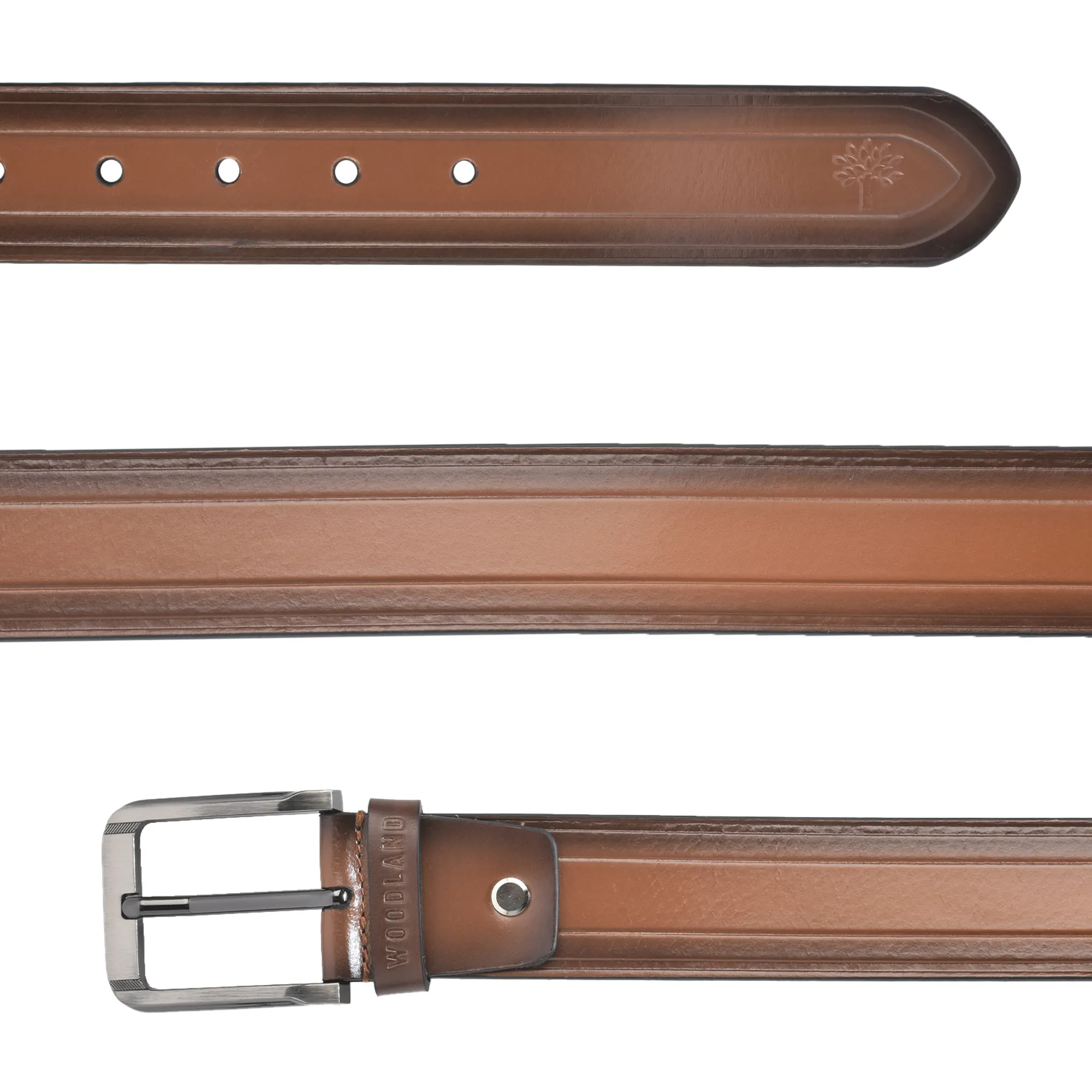 Woodland Tan Brown Men Leather Belt - Thumbnail 3