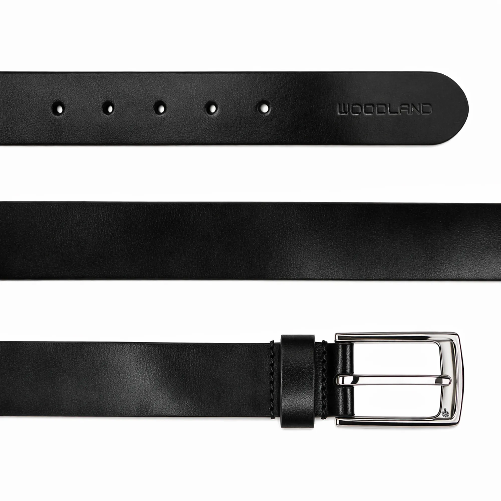 Men's Classic Black Leather Belt With Metal Buckle - Thumbnail 2