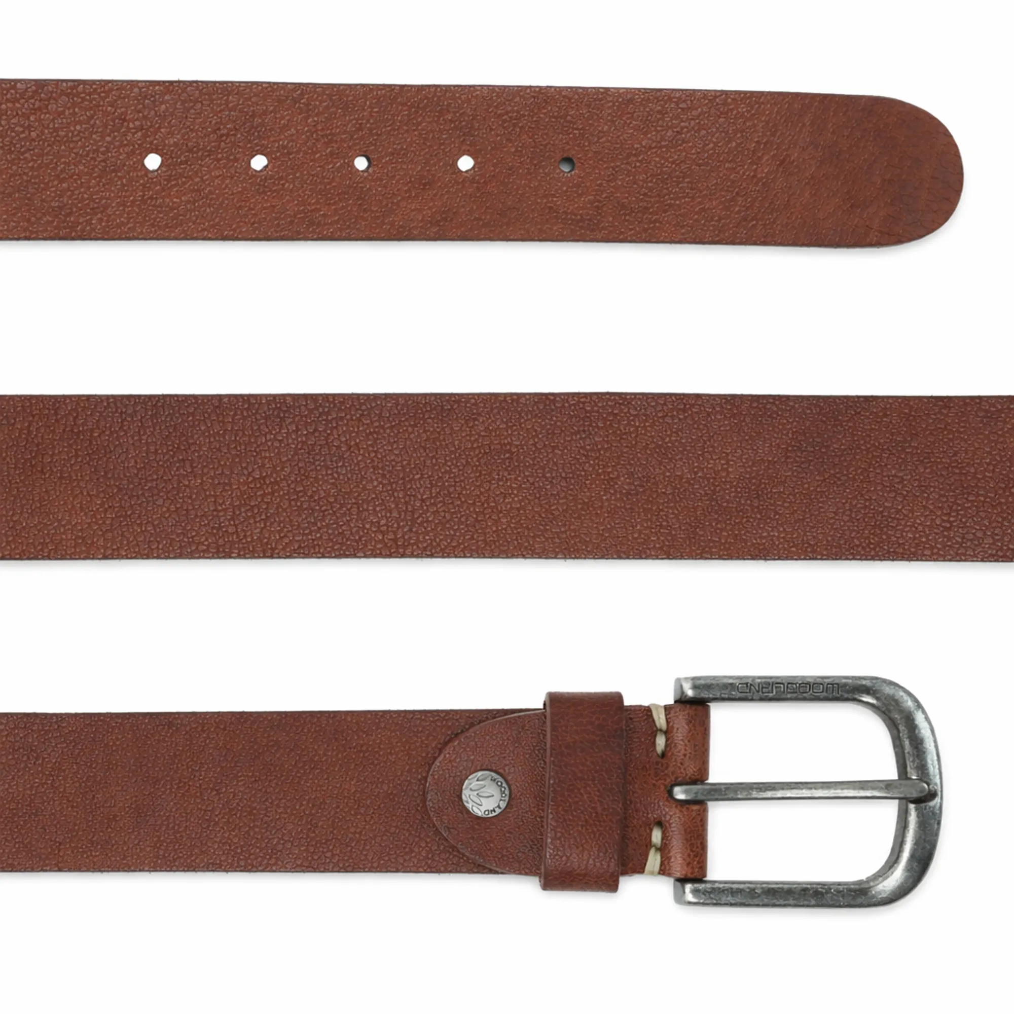 Woodland Men’s Textured Leather Belt – Brown - Thumbnail 2