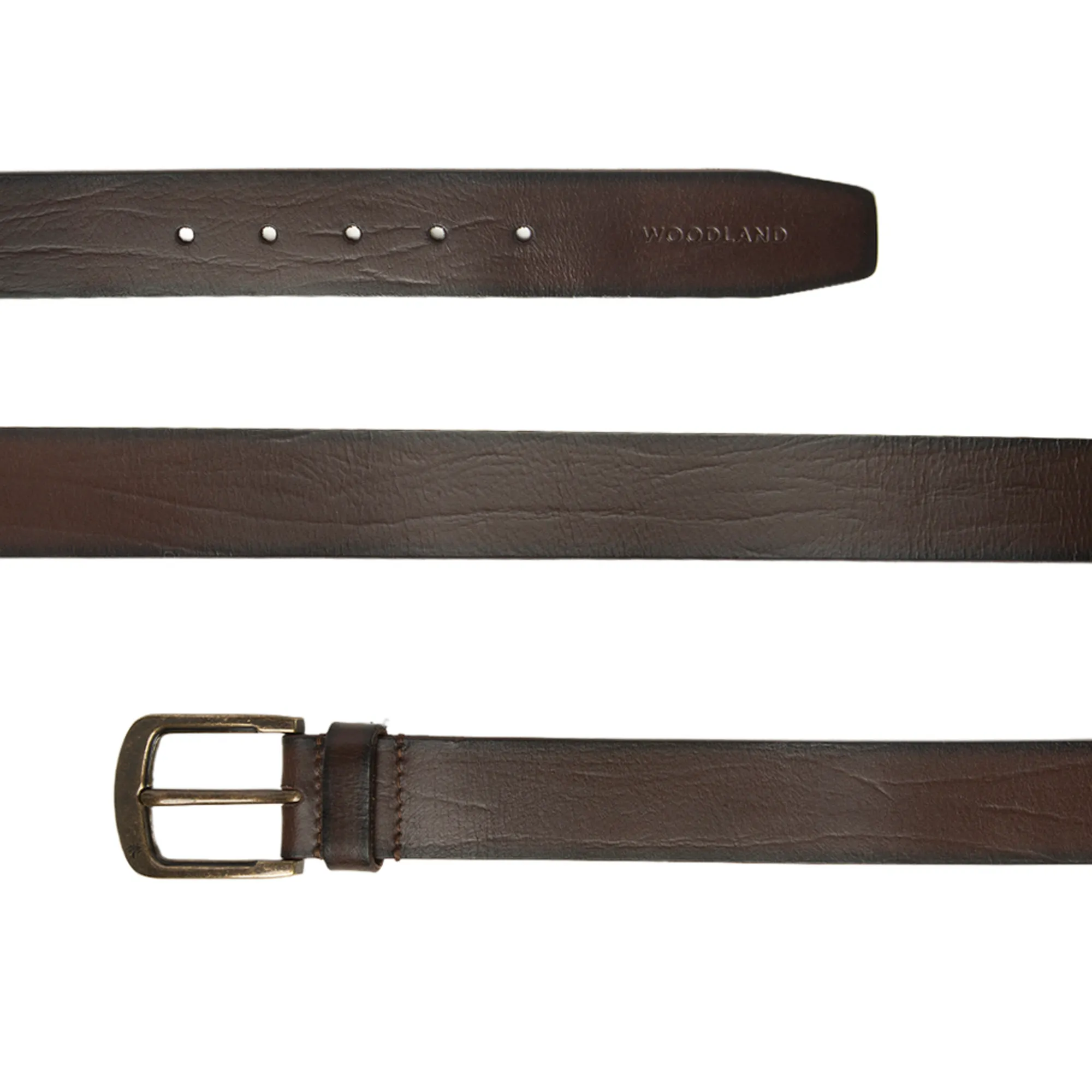 Woodland Brown Leather Belt for Men - Thumbnail 2