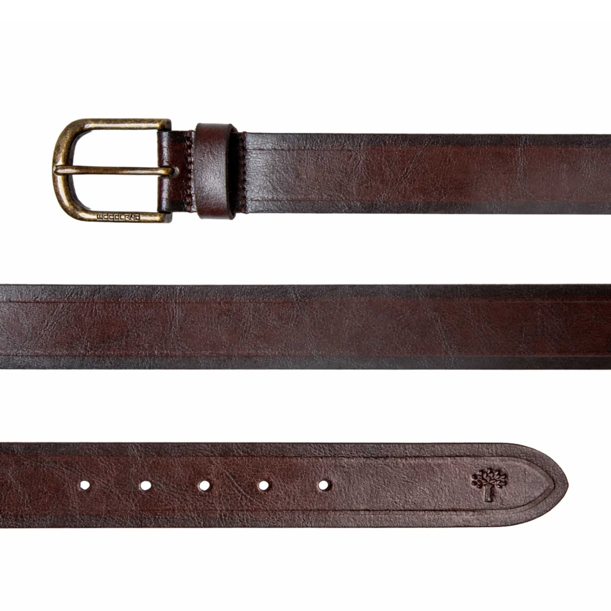 Woodland Men Premium Brown Leather Belt - Thumbnail 2