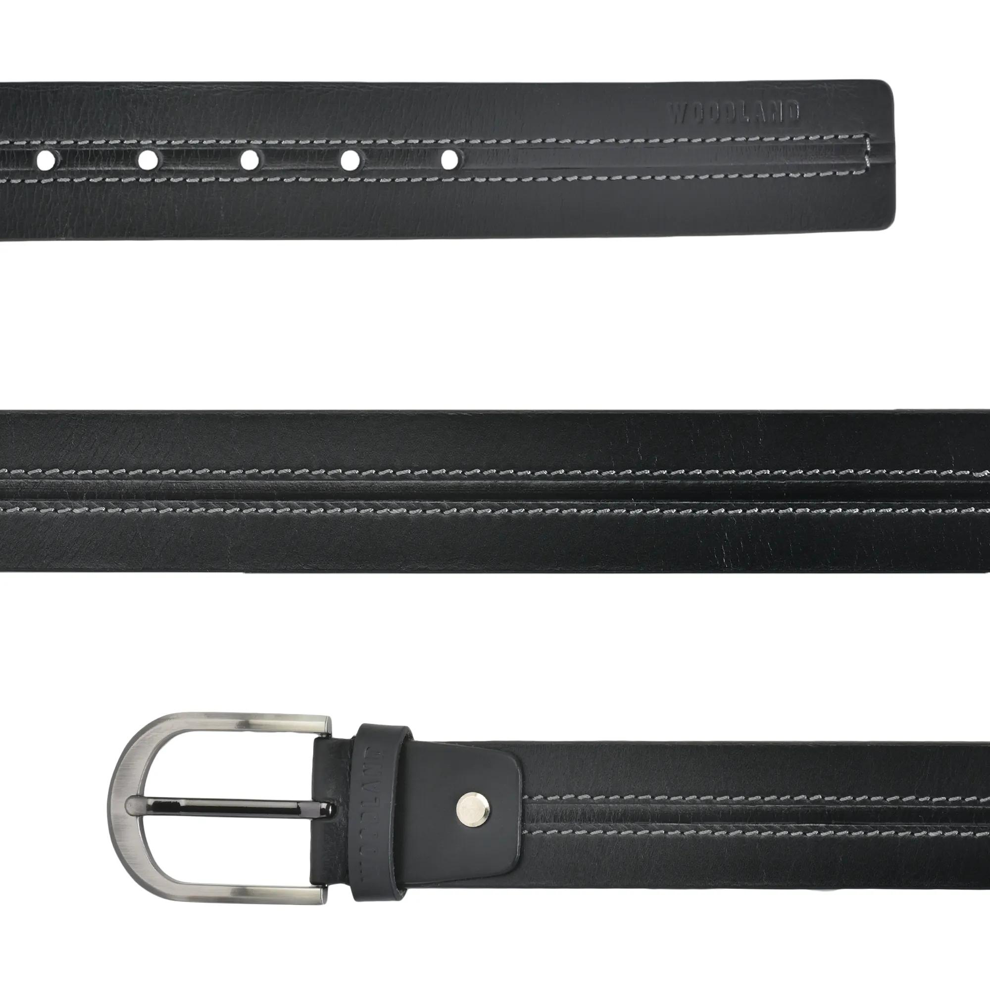 Softy Leather Men Black Leather Belt - Thumbnail 3