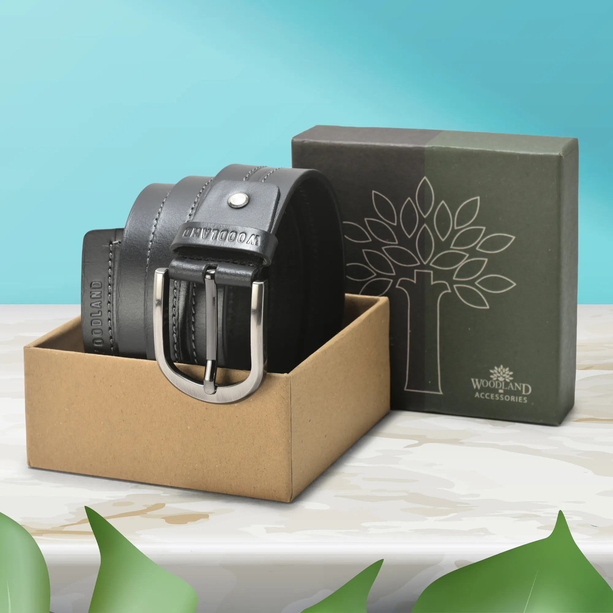 Softy Leather Men Black Leather Belt - Thumbnail 5