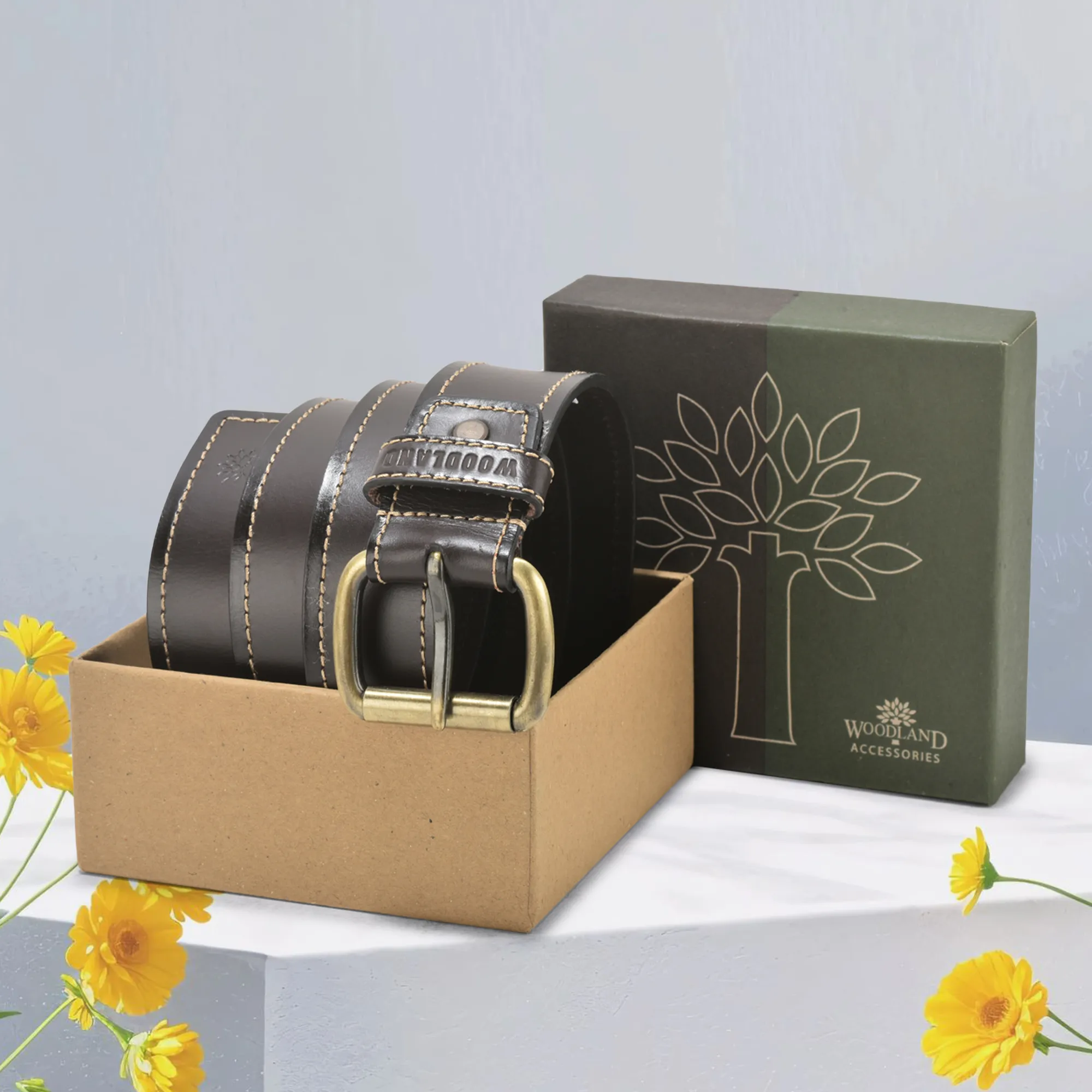 Woodland Dark Brown Softy Leather Belt - Thumbnail 5