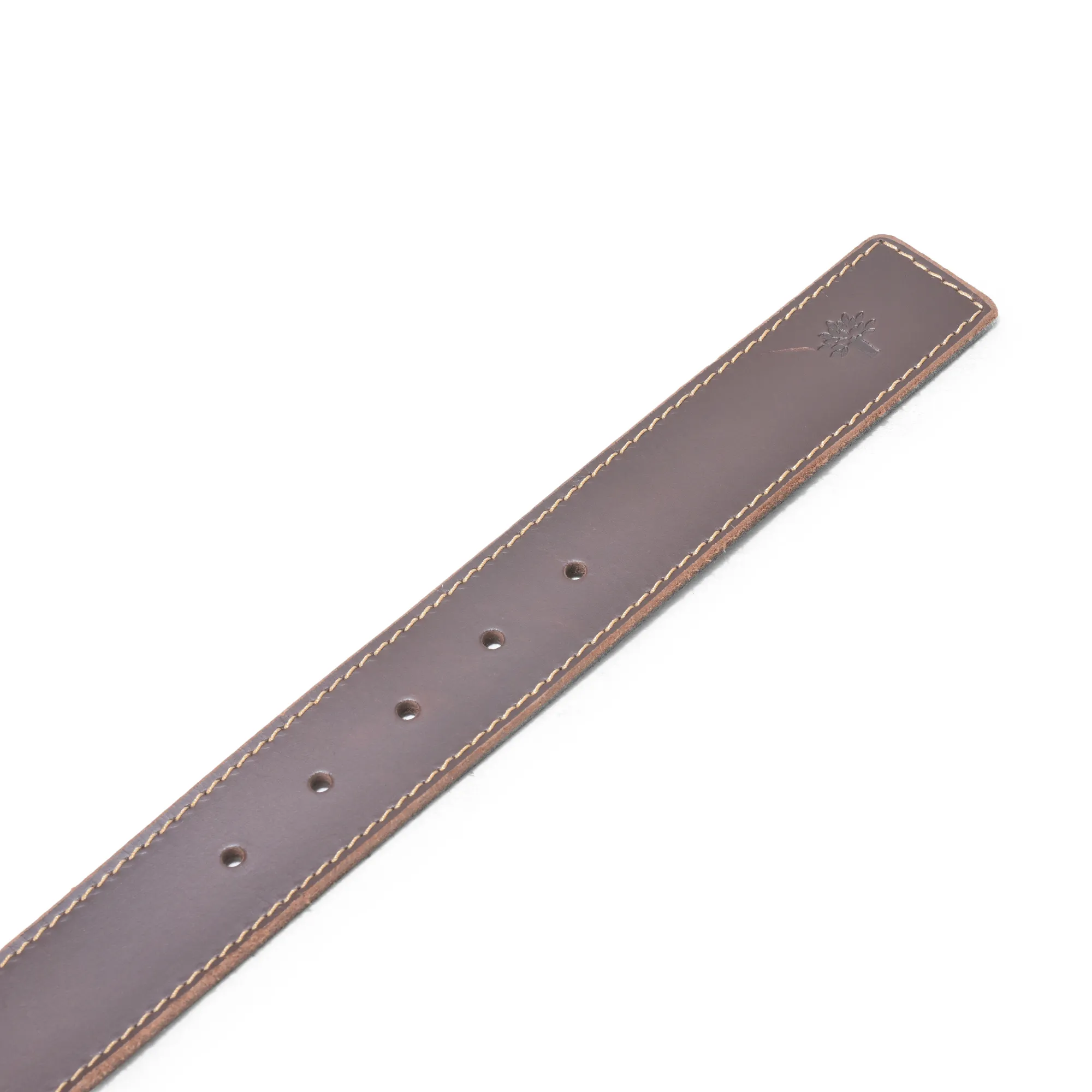 Double Side Border Brown Leather Belt - Thumbnail 2