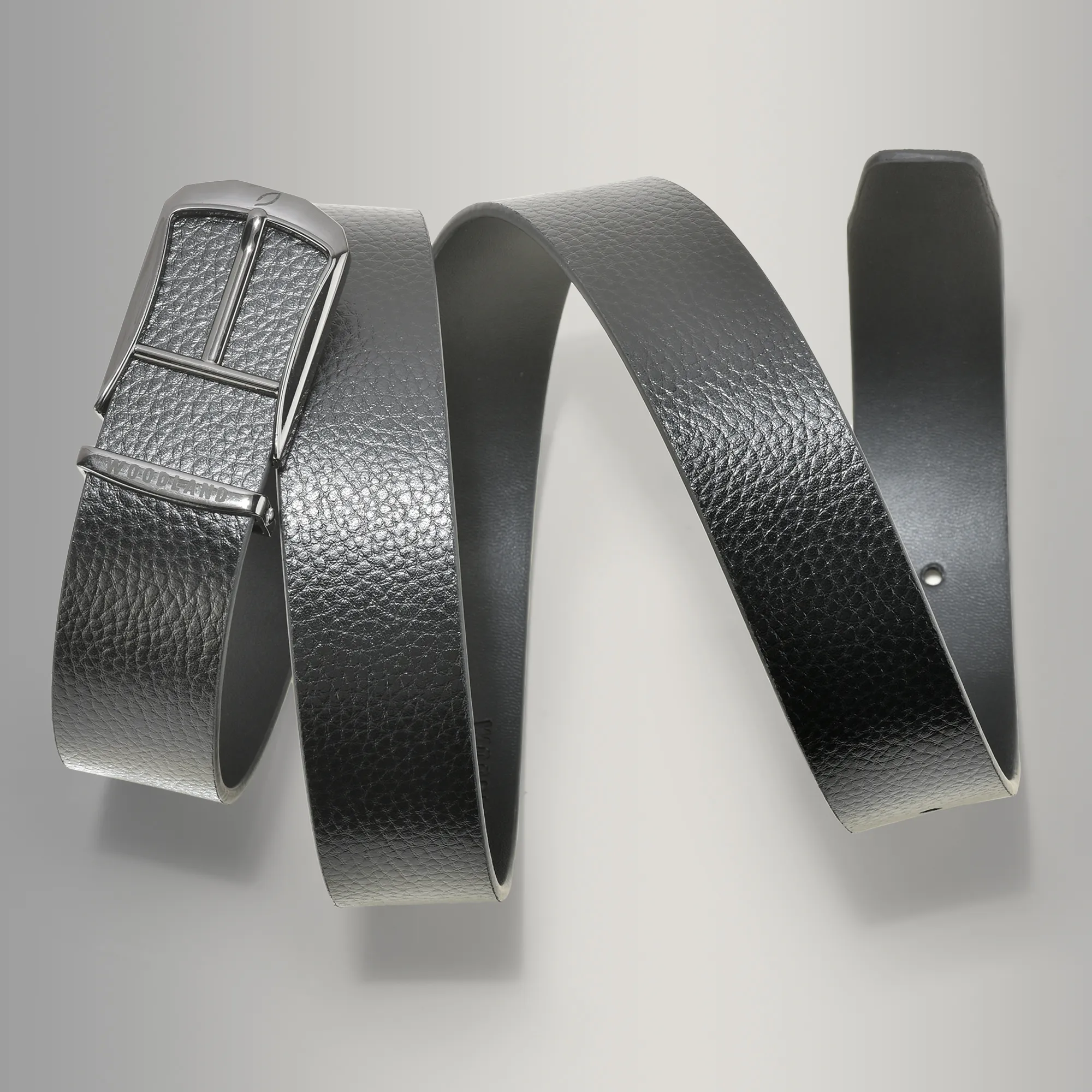 Modern Softy Leather Black Leather Belt - Thumbnail 4
