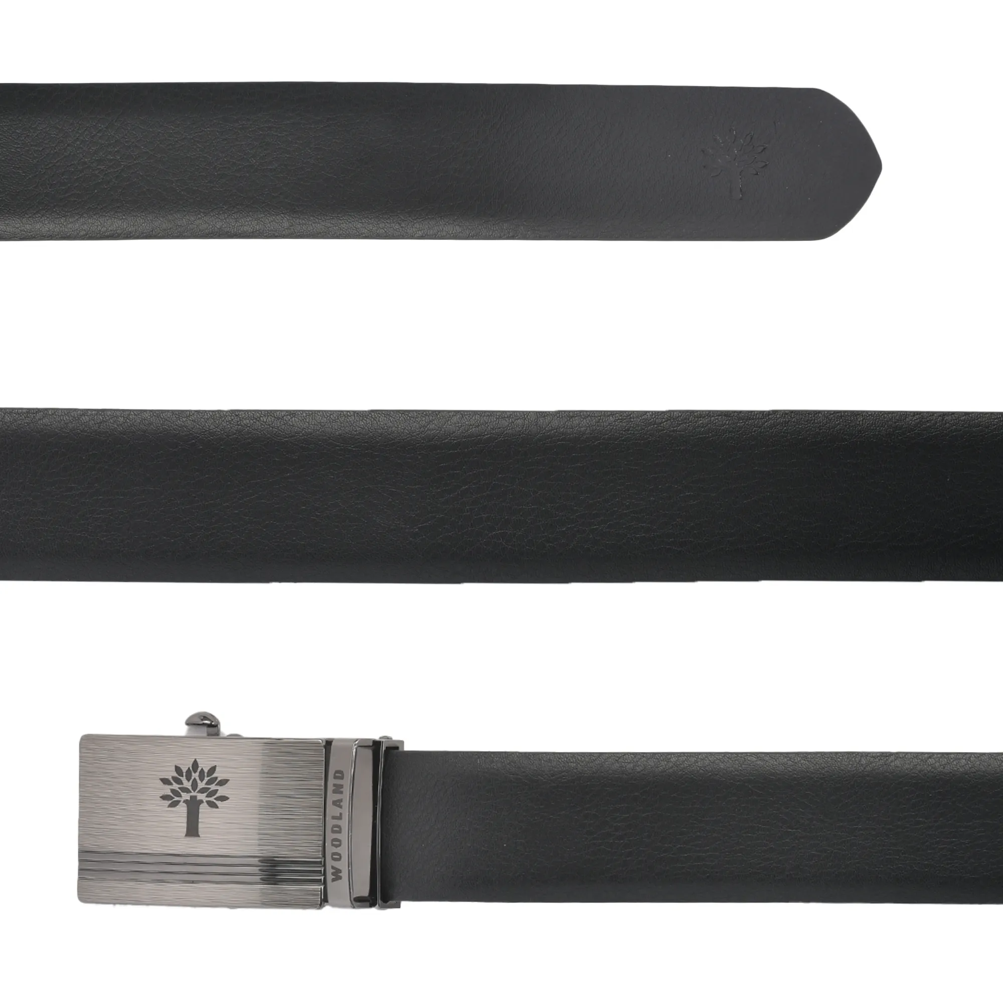 Woodland Men Softy Black Leather Belt - Thumbnail 3