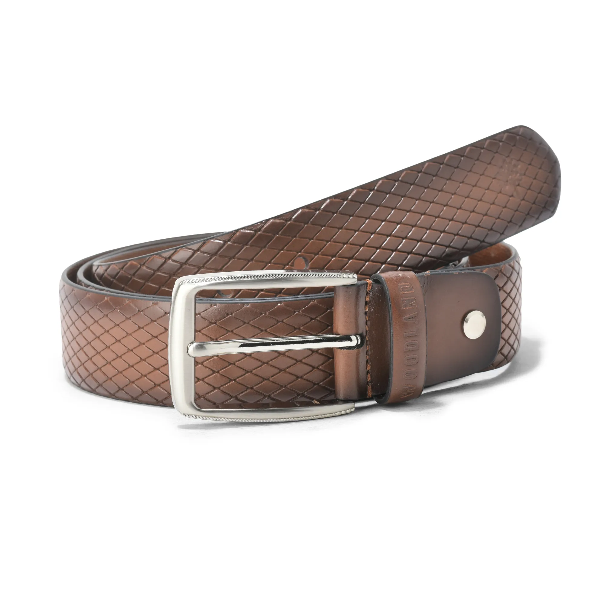 Exotic Tan Snake Design Leather Belt - Image 1