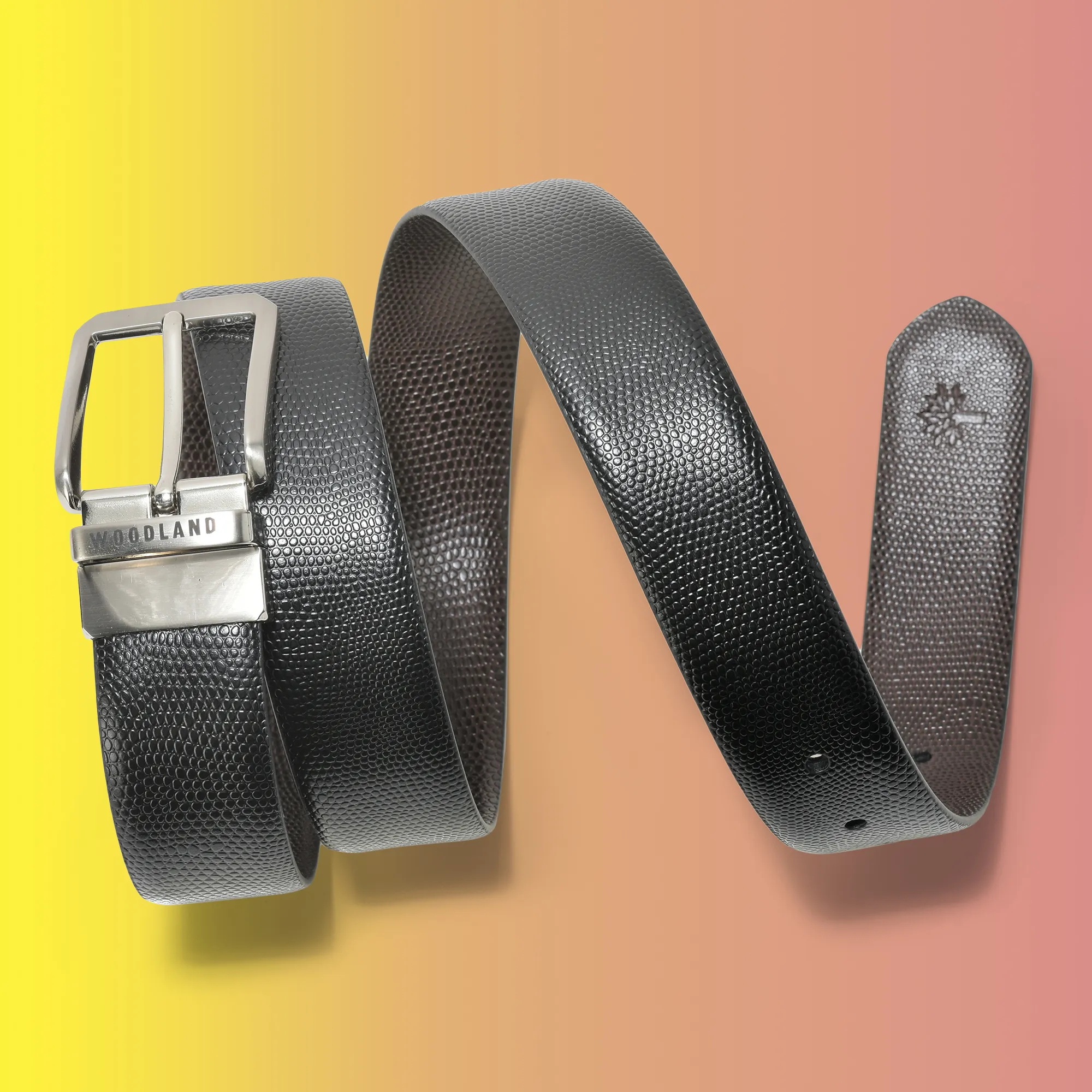 Black/Brown Two Tone Men Leather Belt - Thumbnail 5