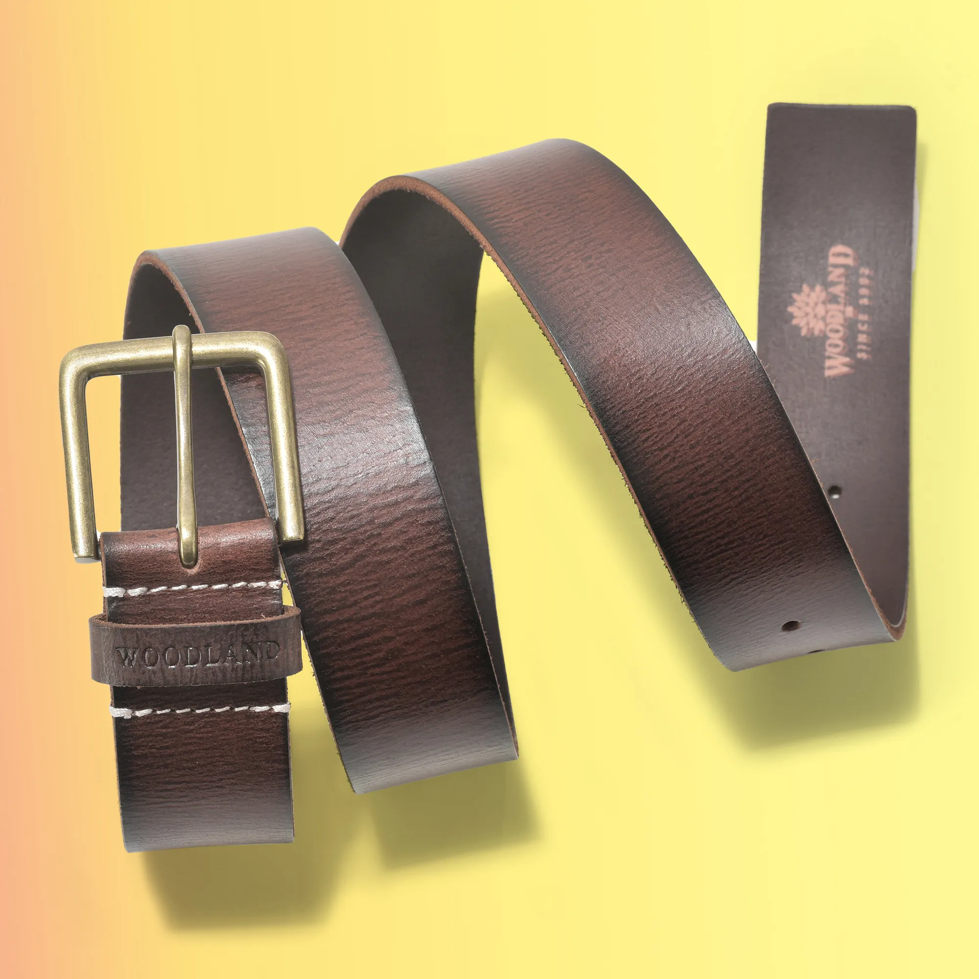 Grainy Finish Brown Softy Leather Belt  - Thumbnail 4