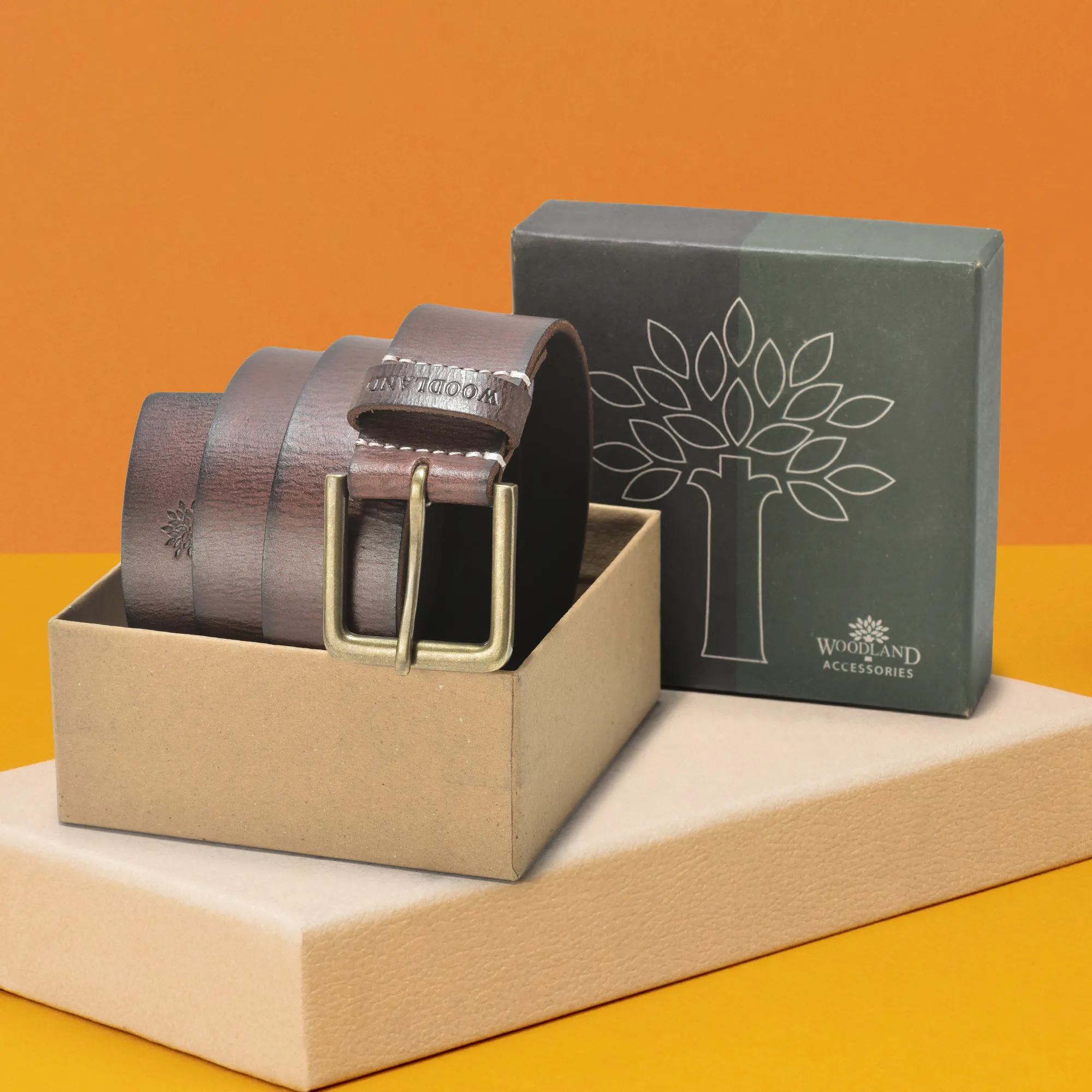 Grainy Finish Brown Softy Leather Belt  - Thumbnail 5