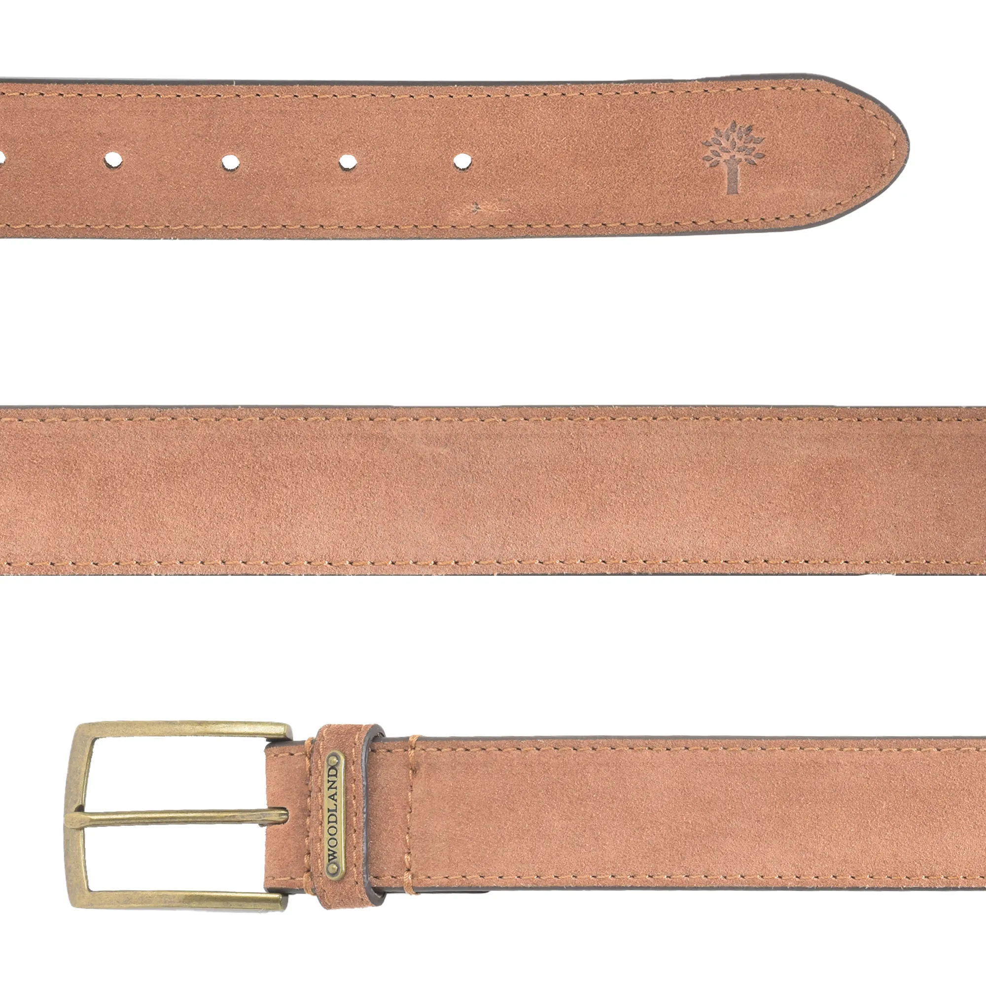 Suede Tan Leather Belt For Men - Thumbnail 3