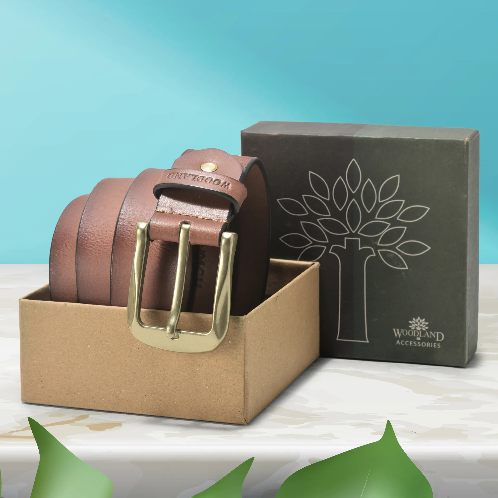 Shaded Finish Tan Men Softy Leather Belt - Thumbnail 5