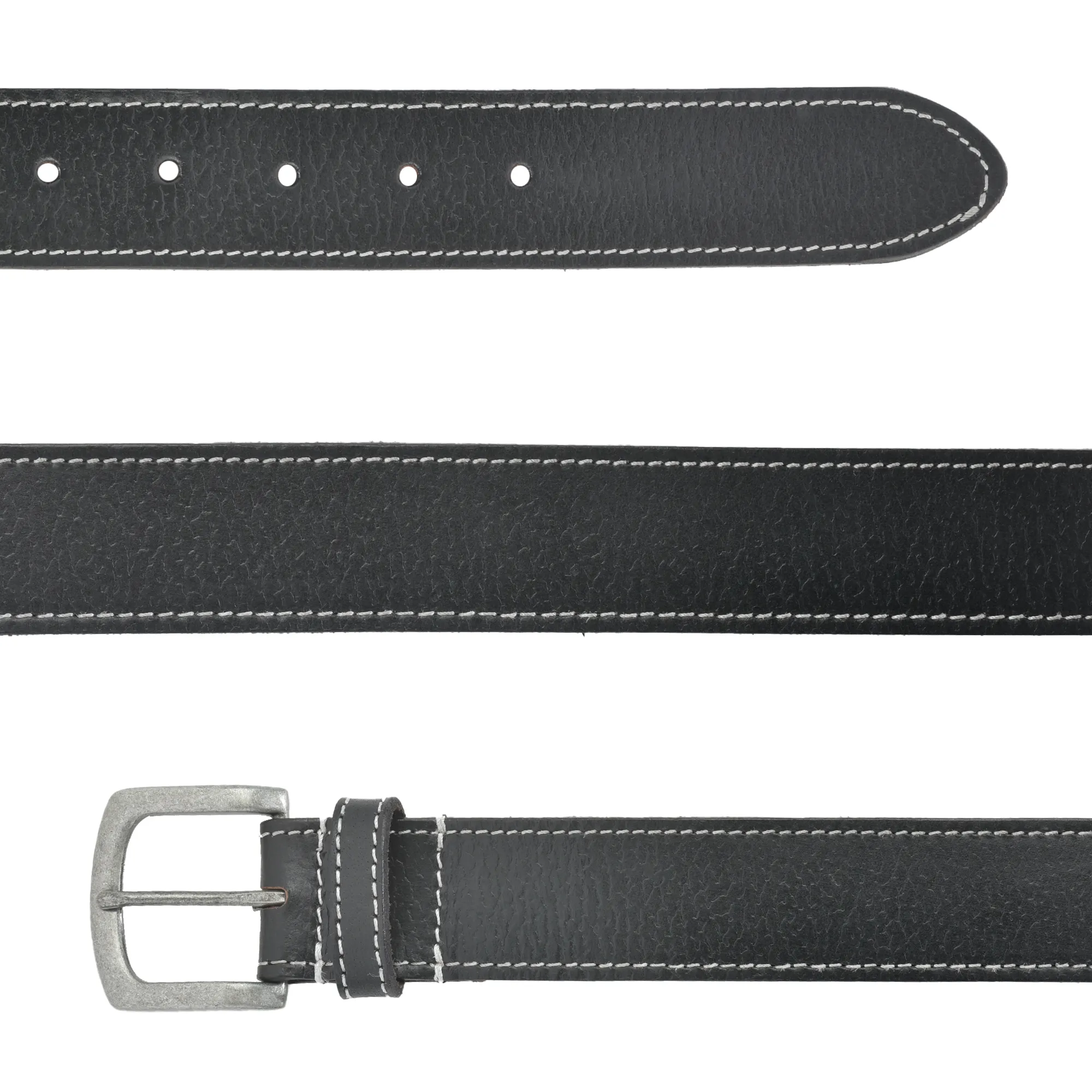 Woodland Black Softy Leather Belt For Men - Thumbnail 3