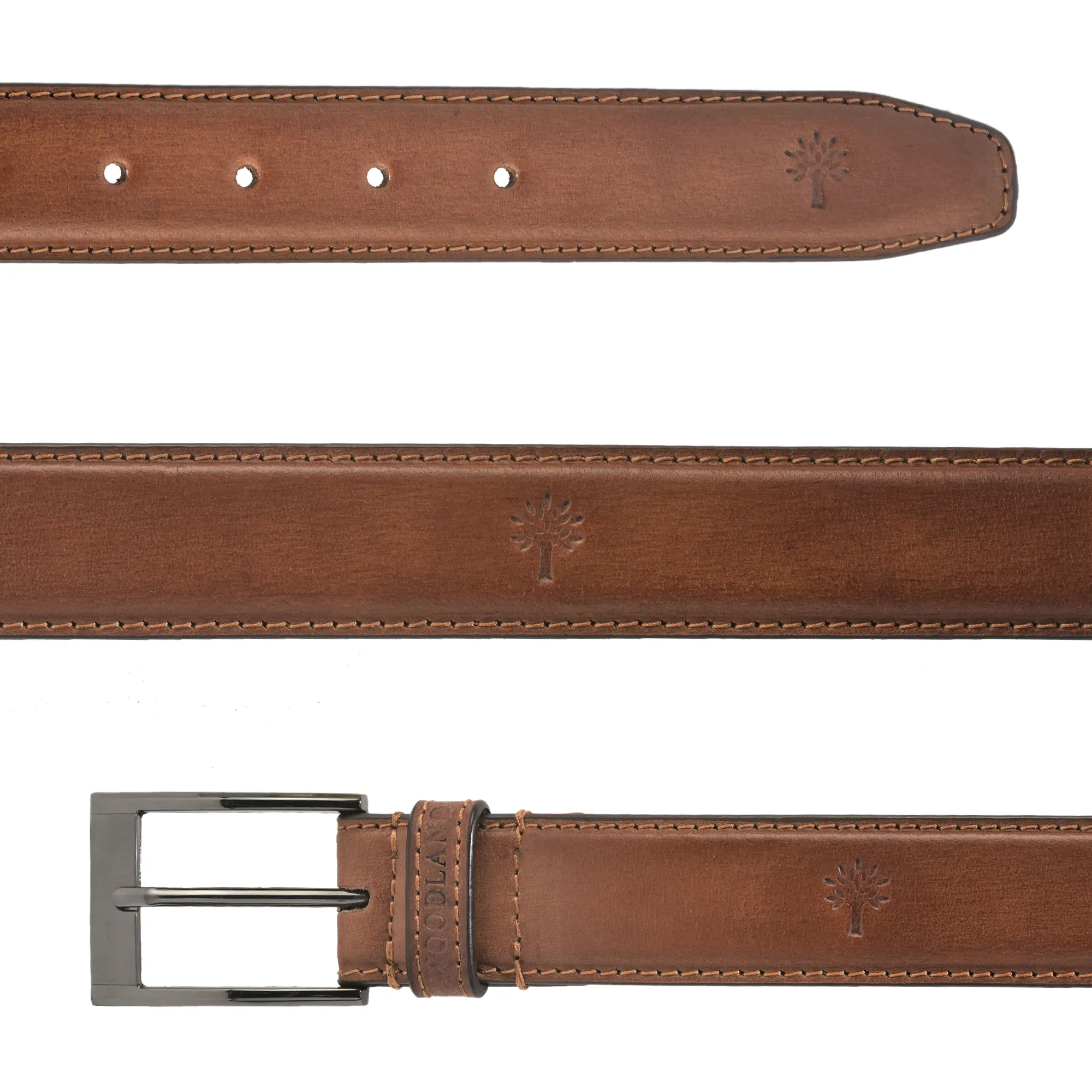 Woodland Men Two Tone Tan Leather Belt  - Thumbnail 3