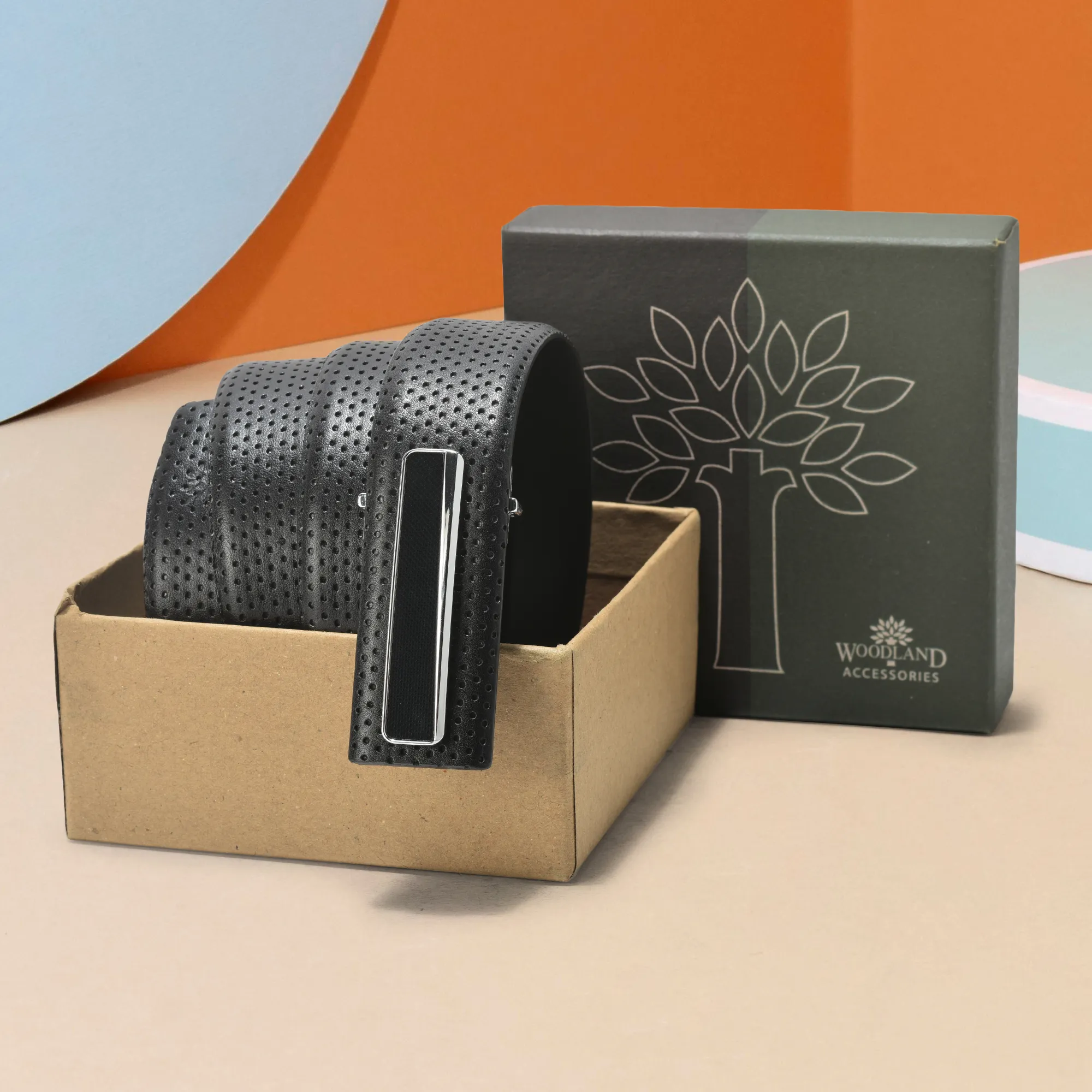 Woodland Black Men Textured Belt - Thumbnail 5