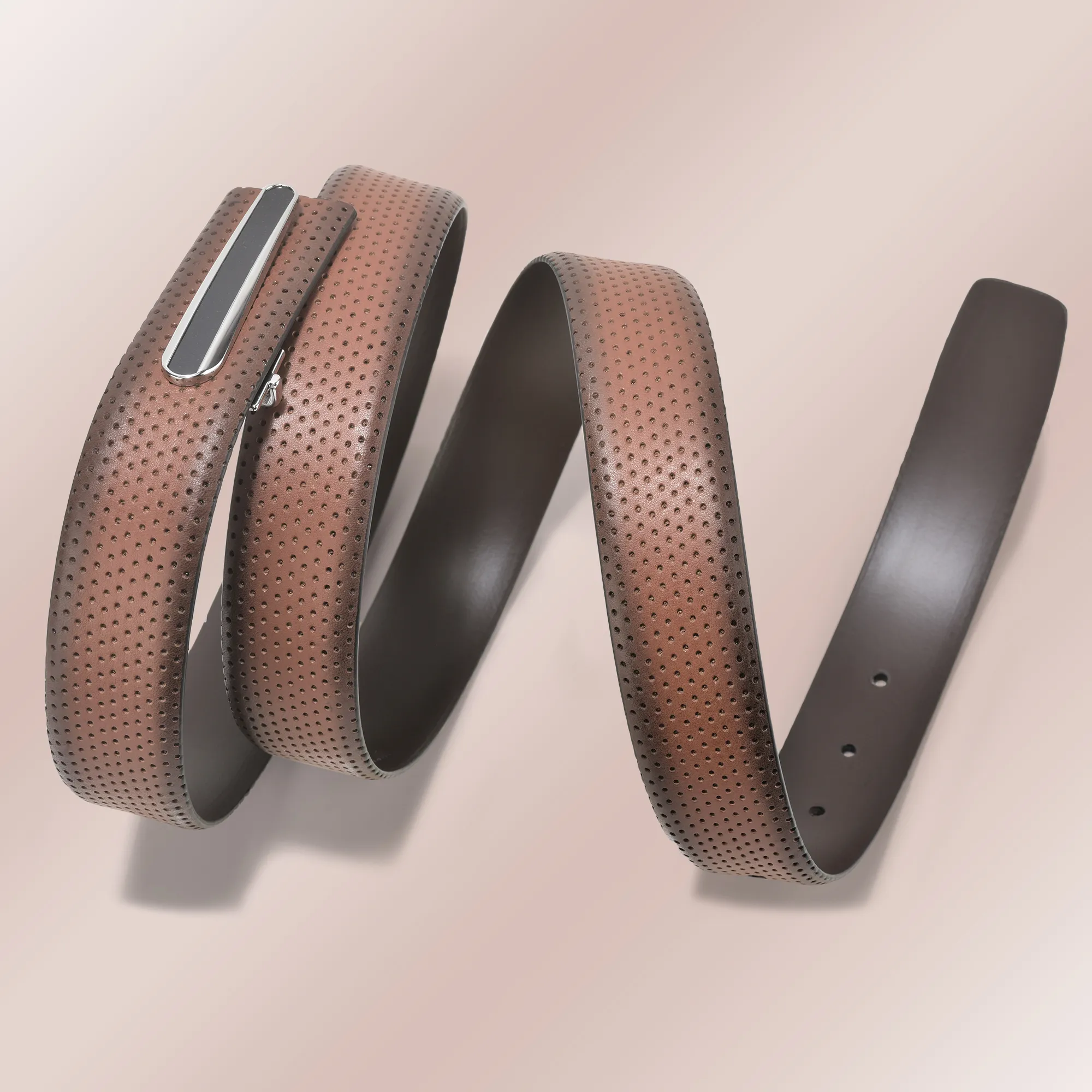 Softy Perforated Leather Belt For Men - Thumbnail 4