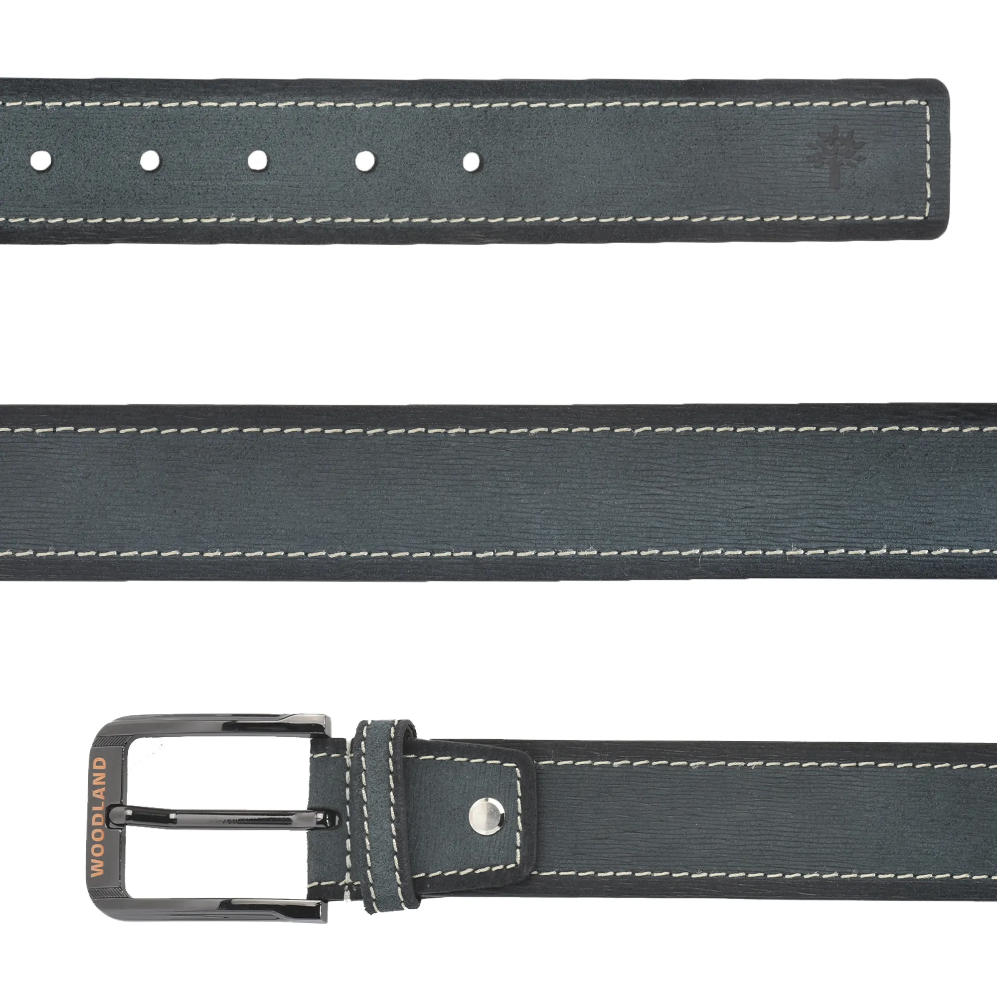 Stylish Blue Nubuk Leather Belt For Men - Thumbnail 3