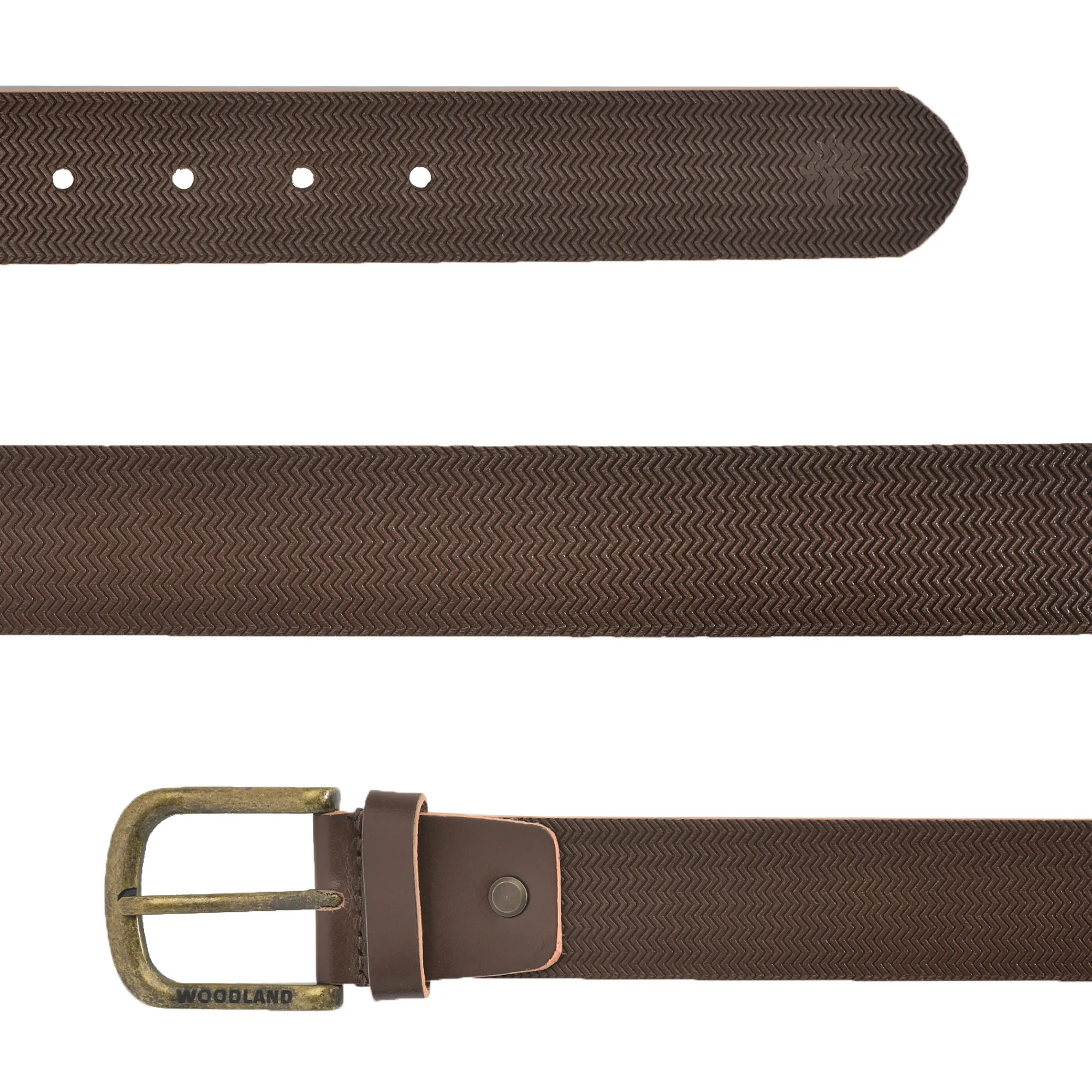 Woodland Brown Men Leather Belt - Thumbnail 3