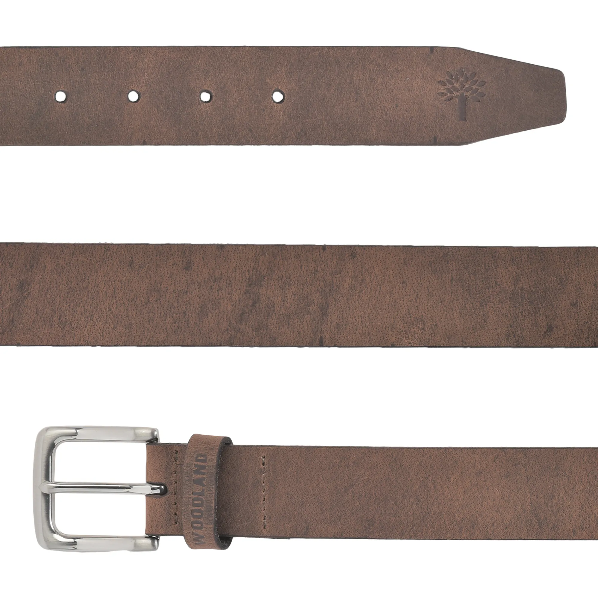 Woodland Brown Leather Belt For Men - Thumbnail 3