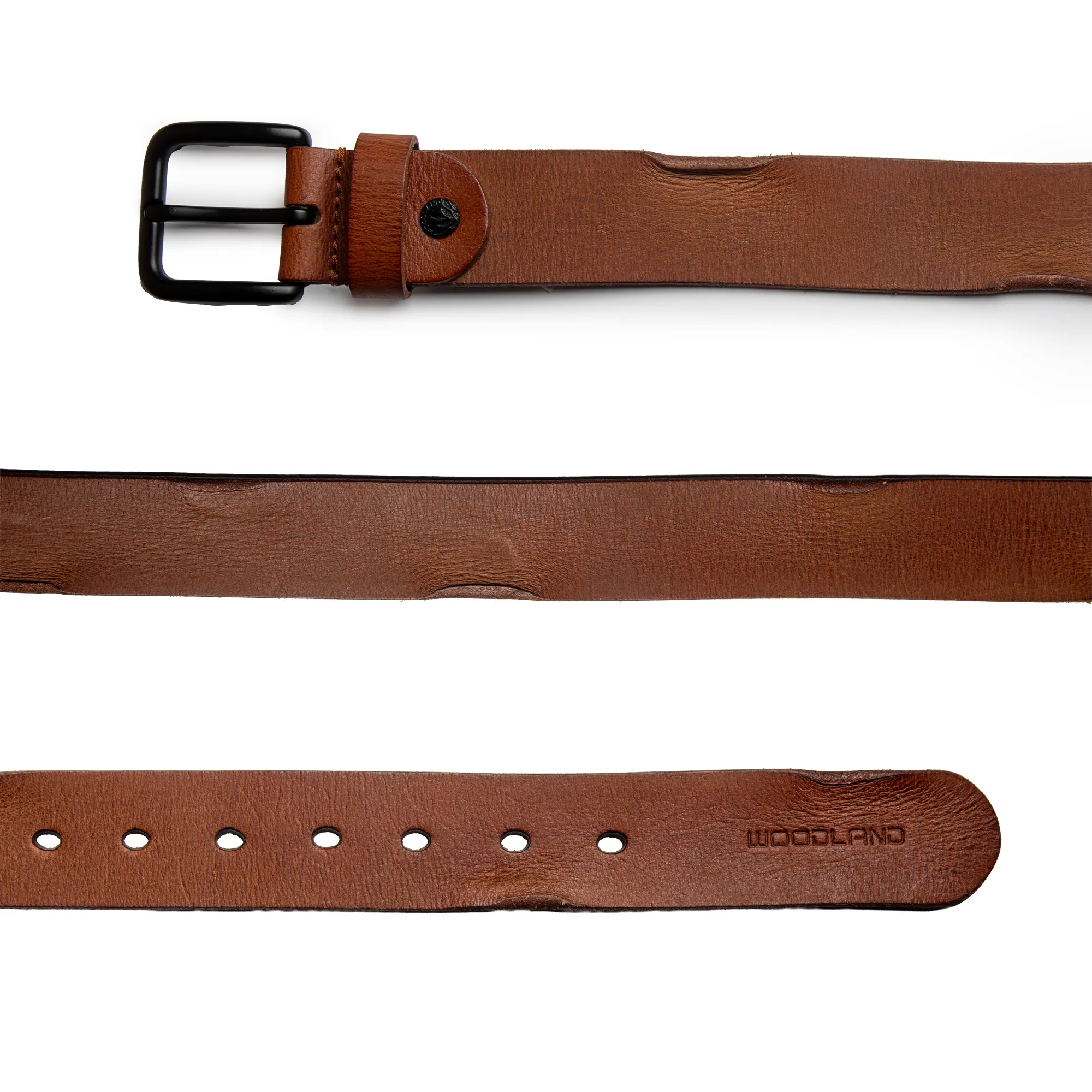 Woodland Men Classic Tan Leather Belt - Thumbnail 2