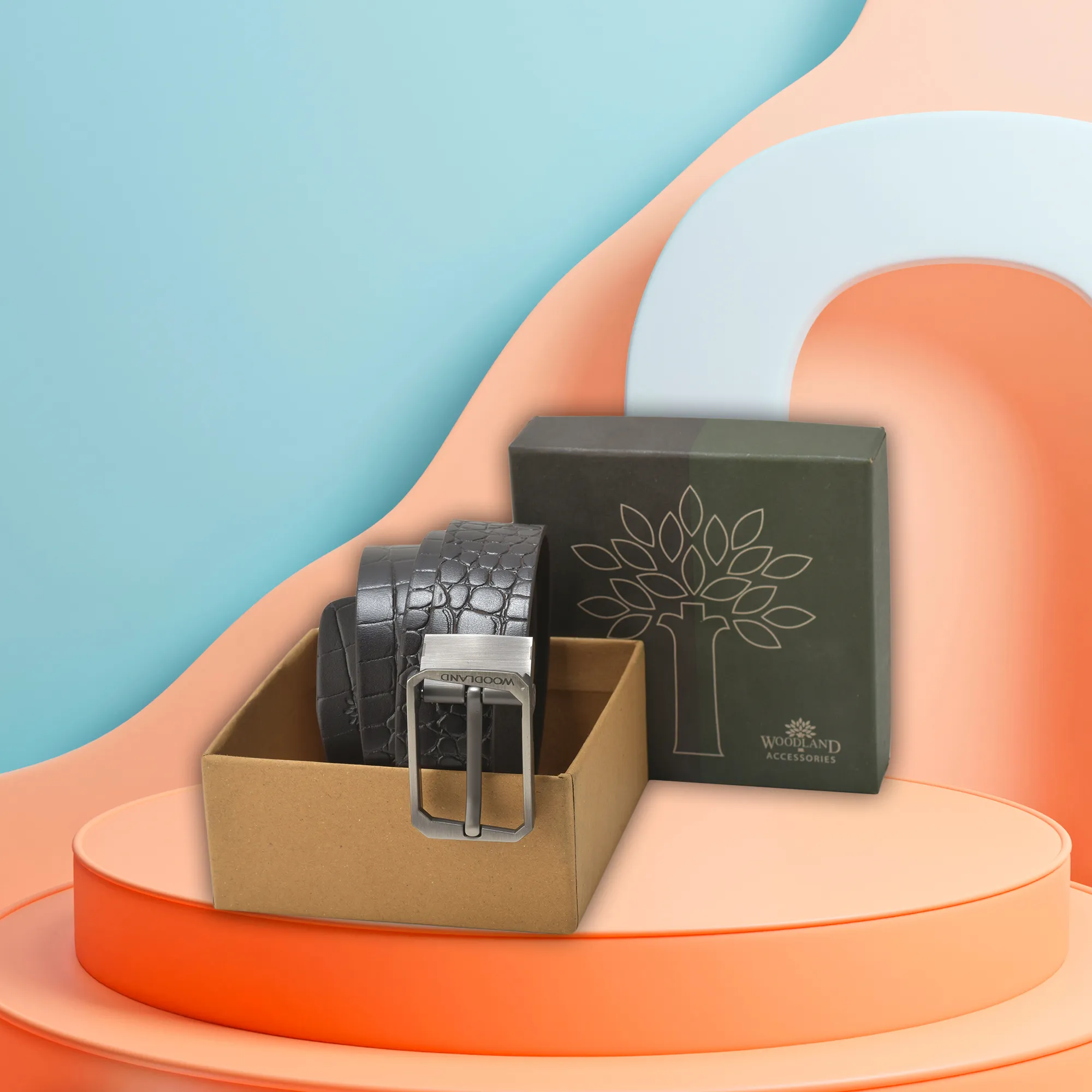 Woodland Men’s Dark Brown Classic Leather Belt - Thumbnail 2