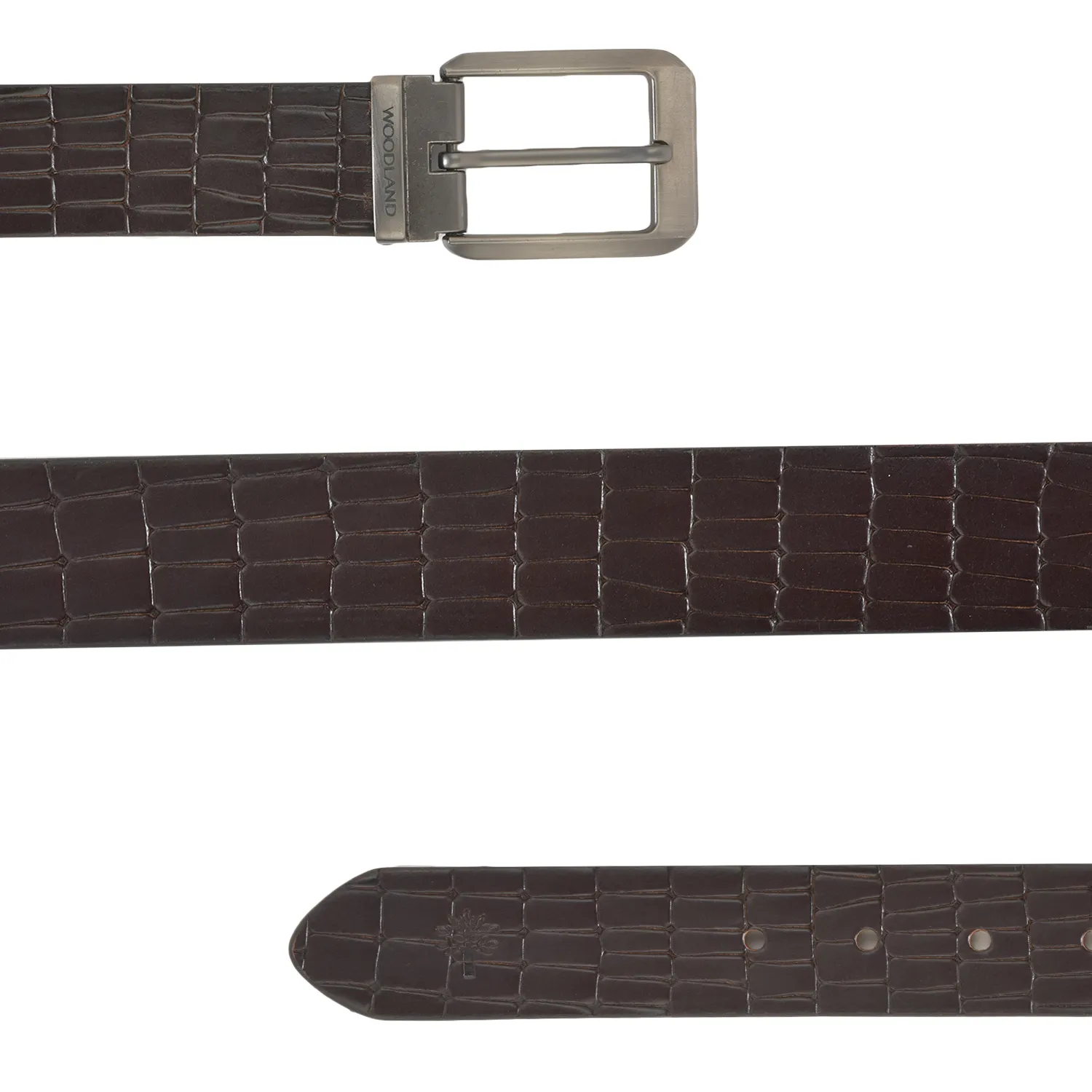 Woodland Men’s Brown Classic Leather Belt - Thumbnail 4