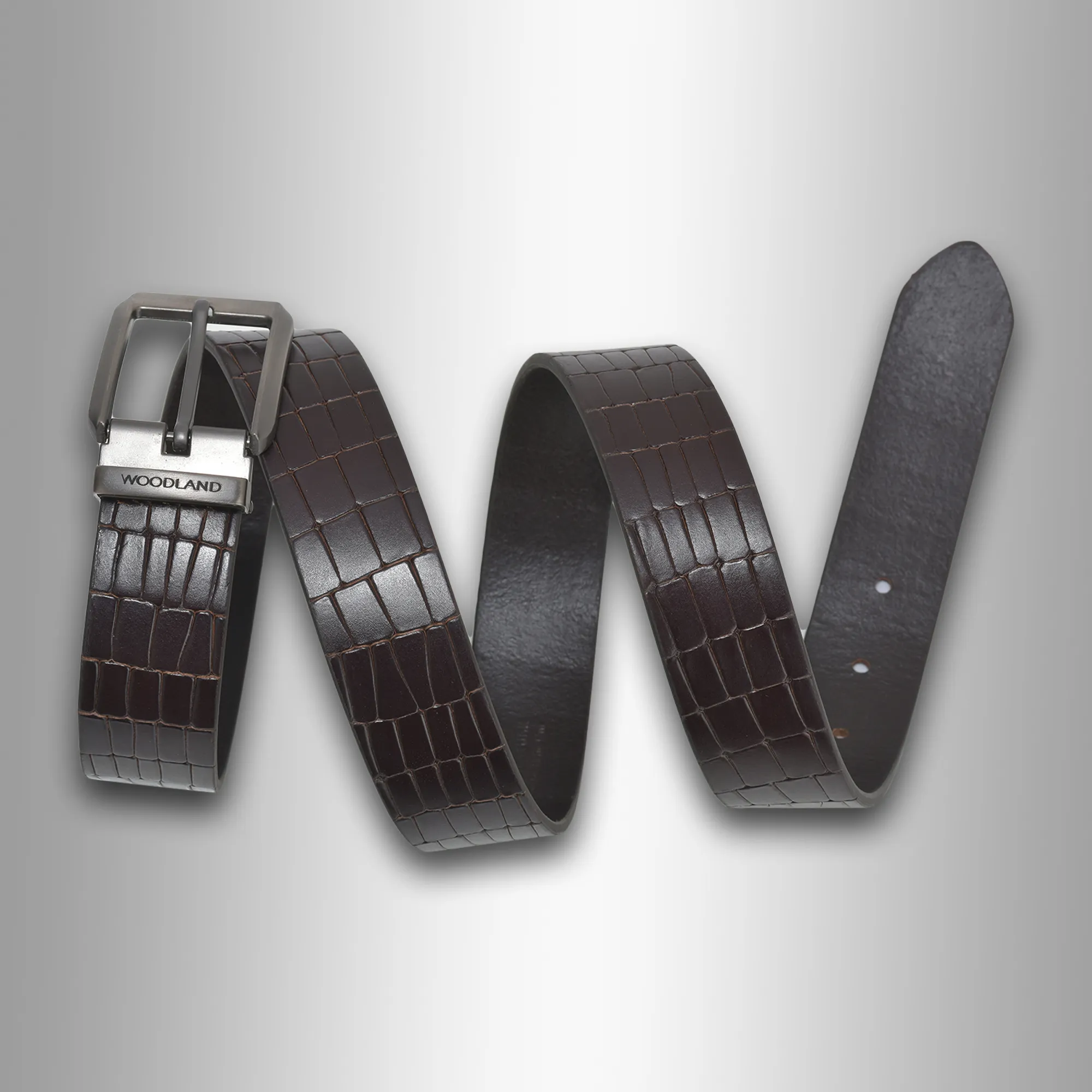 Woodland Men’s Brown Classic Leather Belt - Thumbnail 5