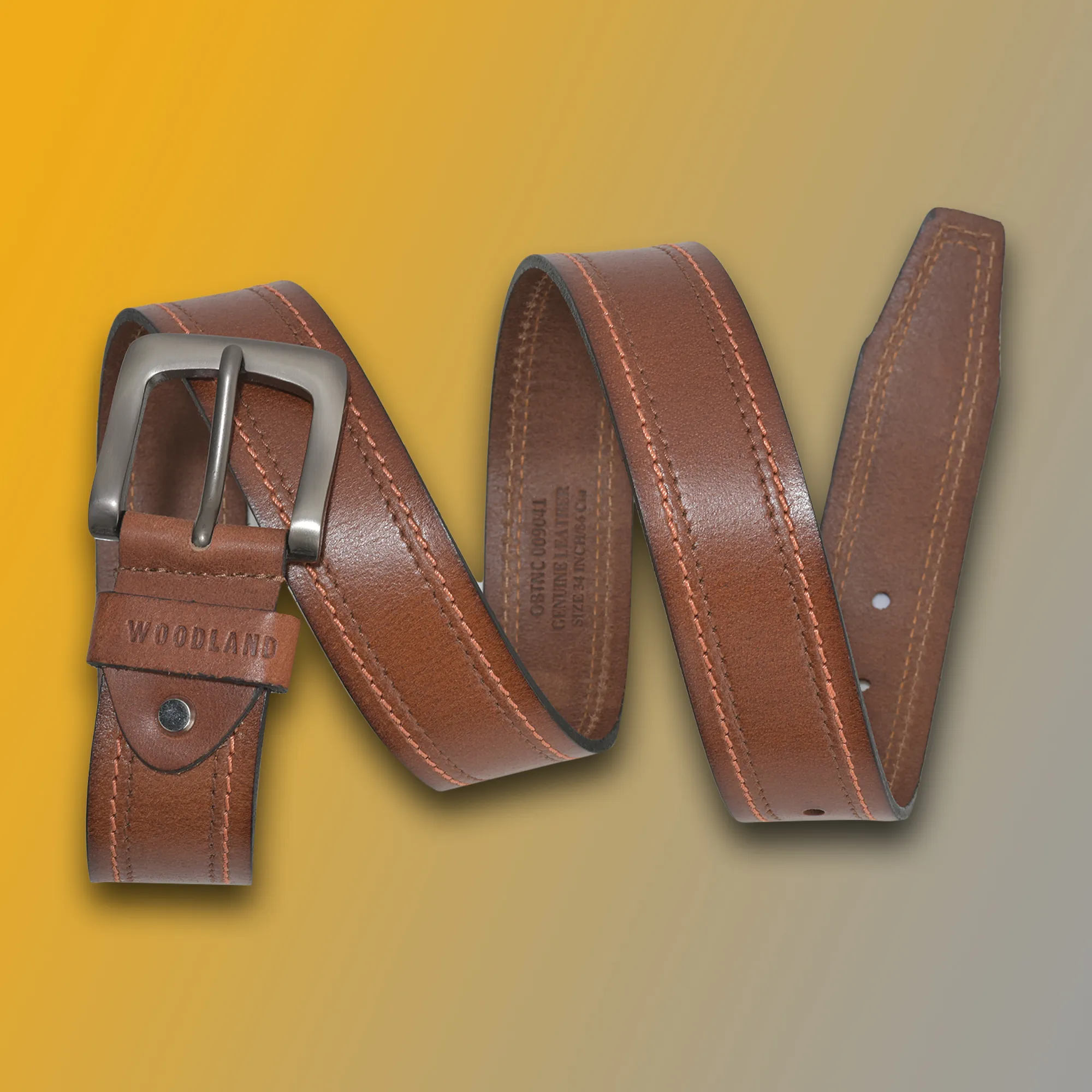 Woodland Men’s Tan Everyday Softy Leather Belt - Thumbnail 5