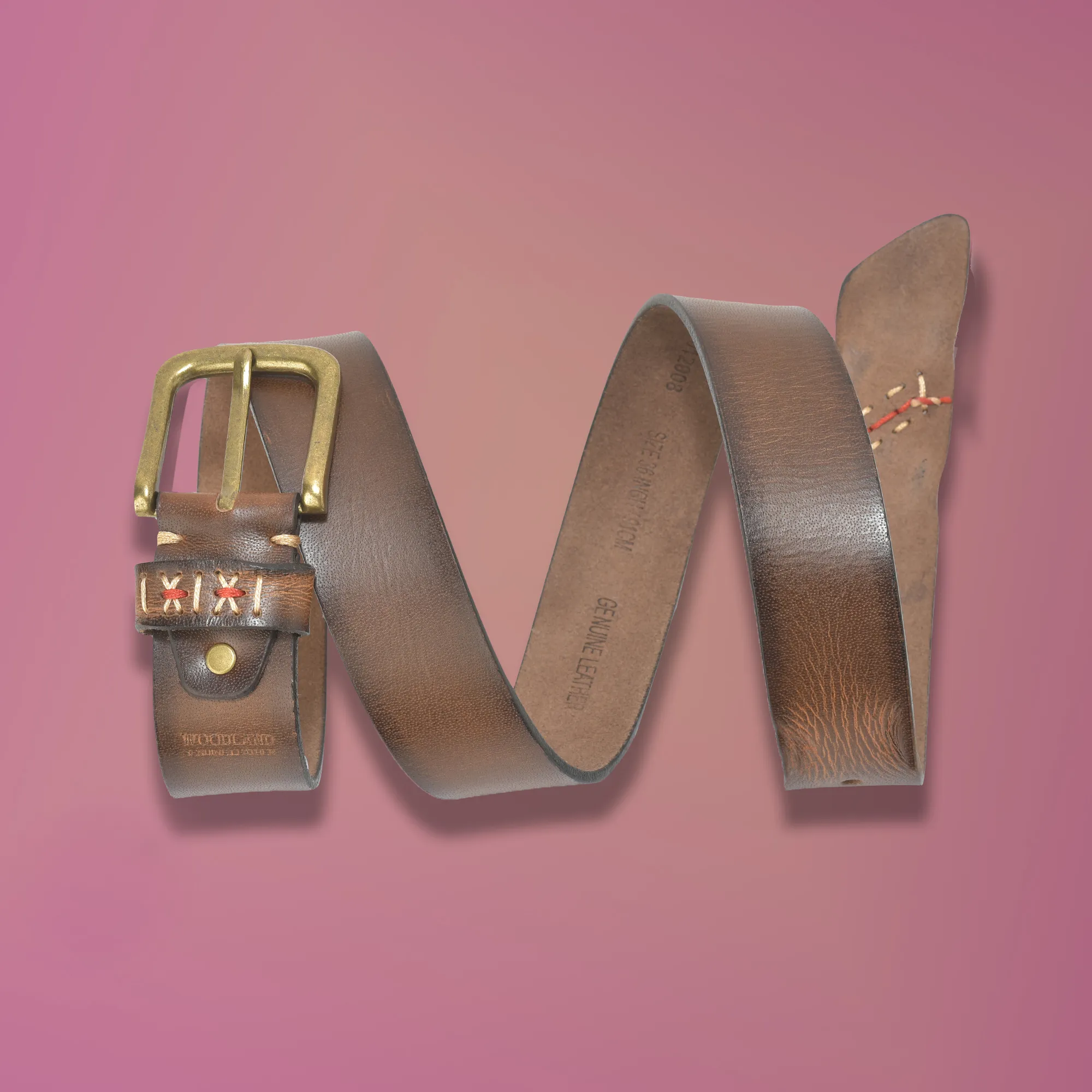 Brown Softy Leather Belt For Men - Thumbnail 4