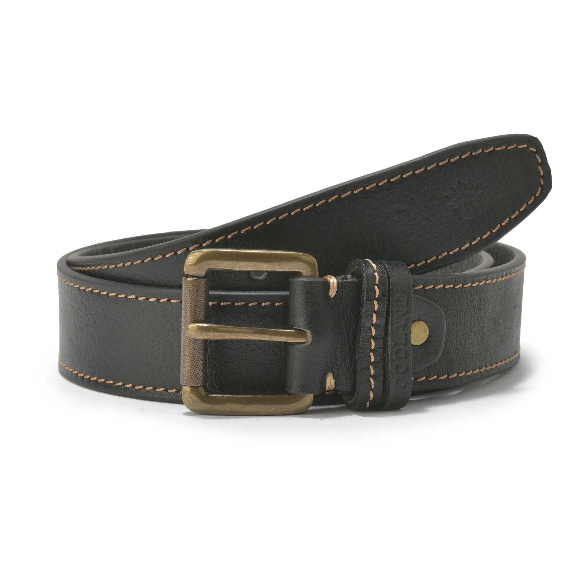 Woodland Black Stylish Leather Belt - Thumbnail 2