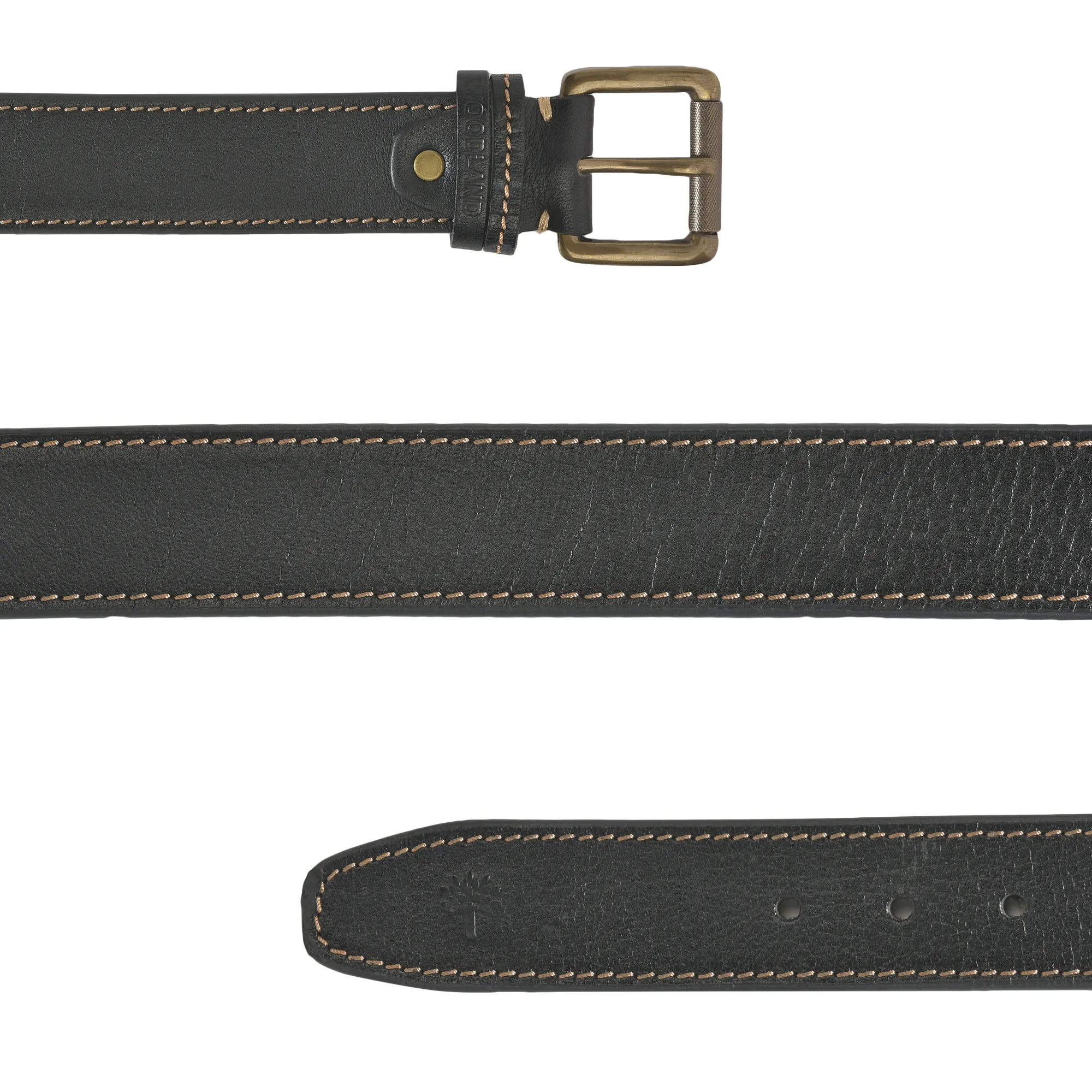 Woodland Black Stylish Leather Belt - Thumbnail 4
